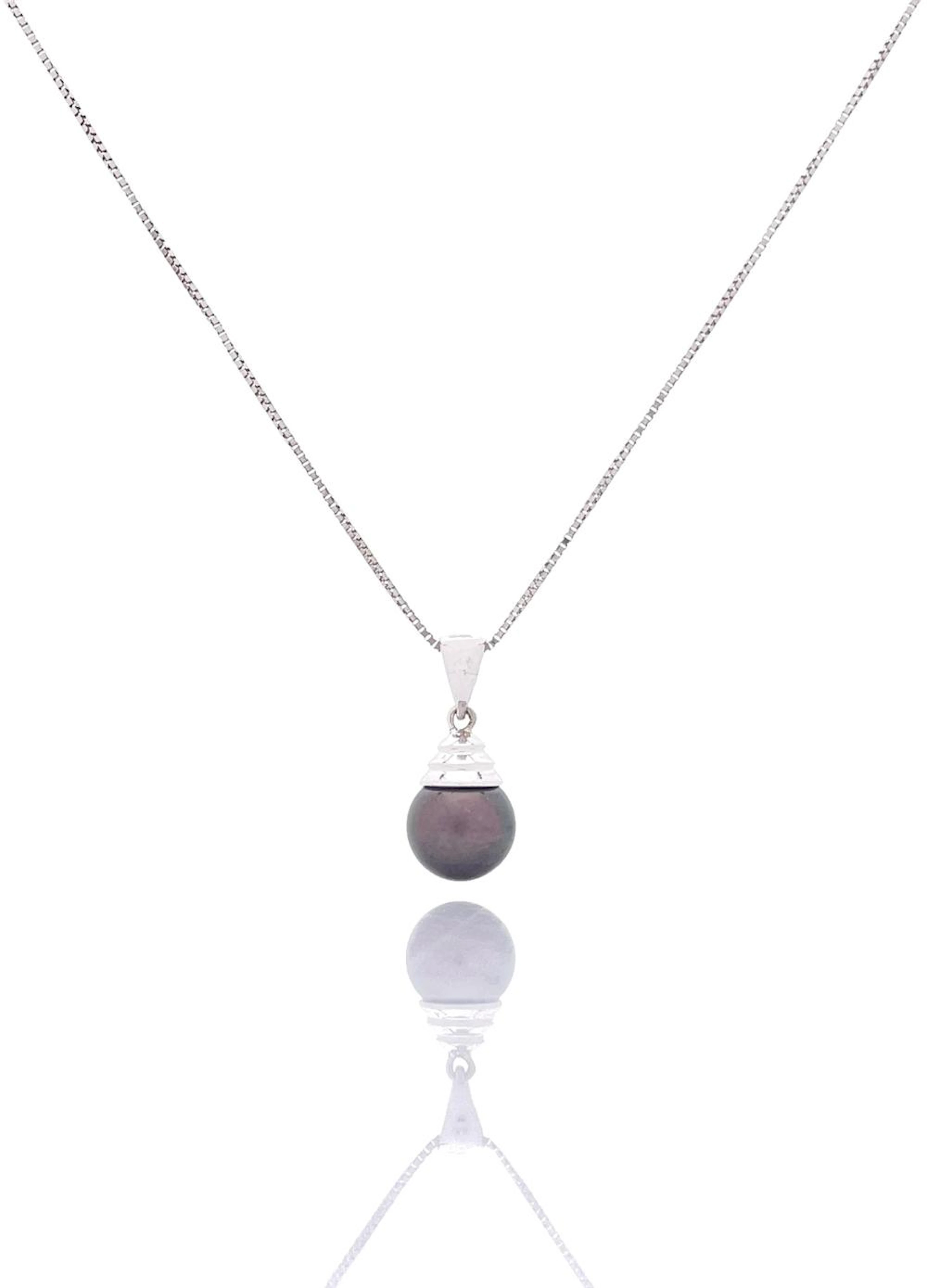 14K WHITE GOLD TAHITIAN PEARL PENDANT NECKLACE