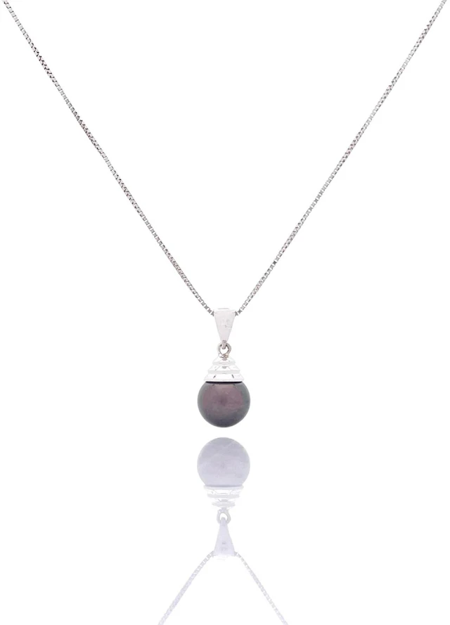 14K WHITE GOLD TAHITIAN PEARL PENDANT NECKLACE