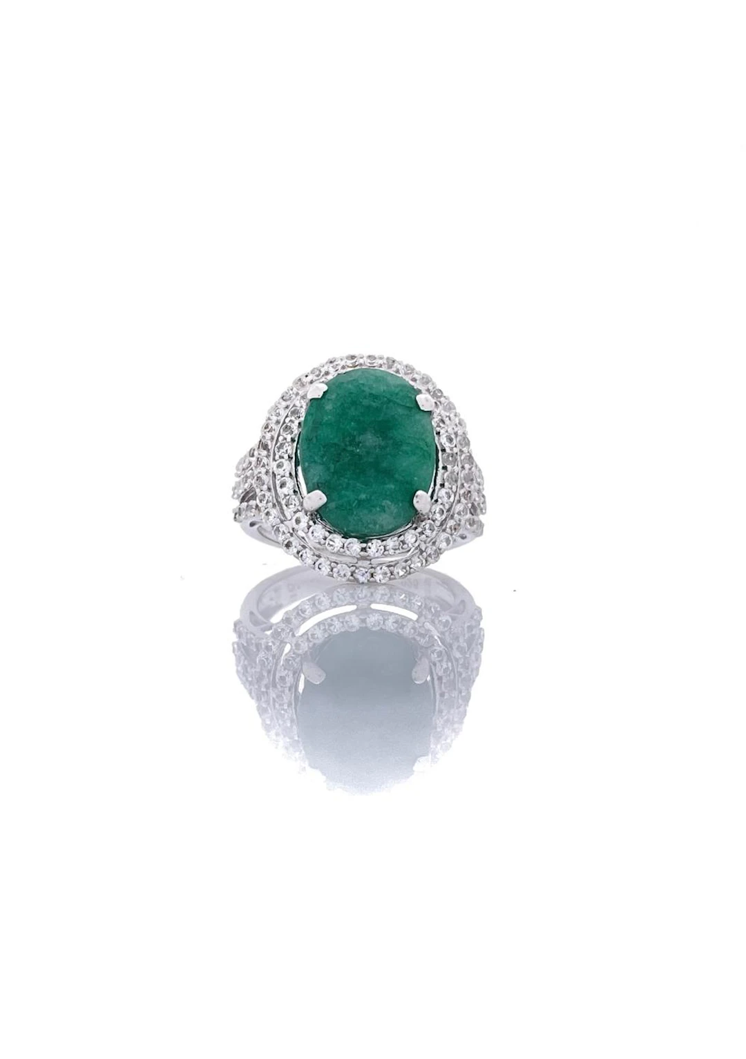 ORIANNE STERLING SILVER 9.20CTTW EMERALD & SAPPHIRE RING