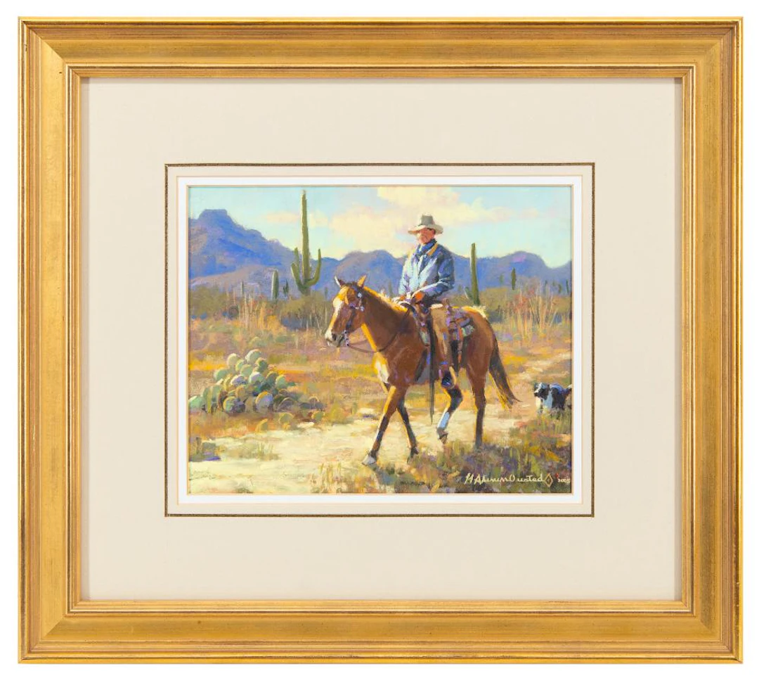 H STEVEN OIESTAD "SONORAN DESERT TRAVELER" PASTEL ON PAPER
