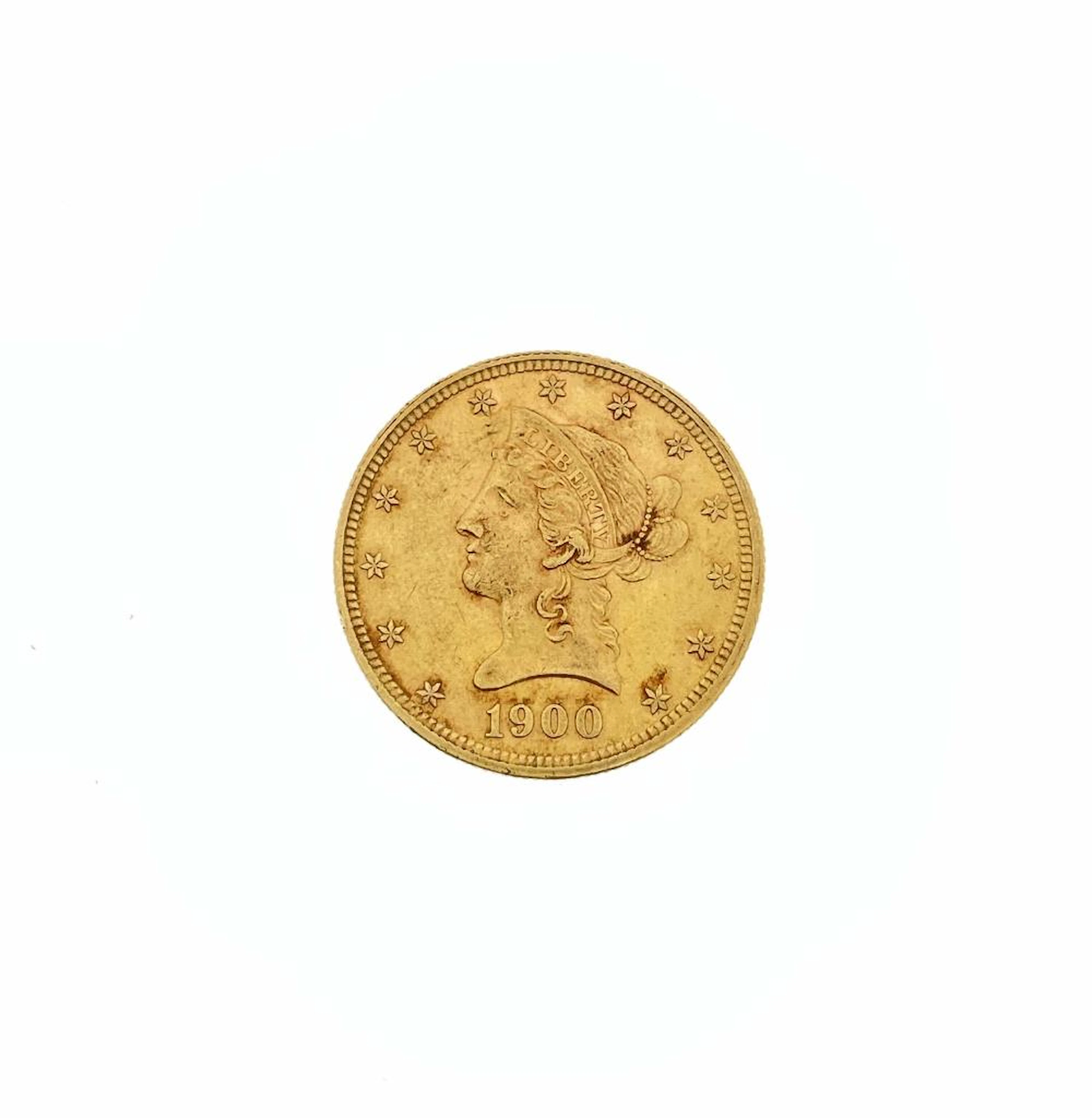 1900 $10 GOLD LIBERTY HEAD, NEW STYLE WITH MOTTO