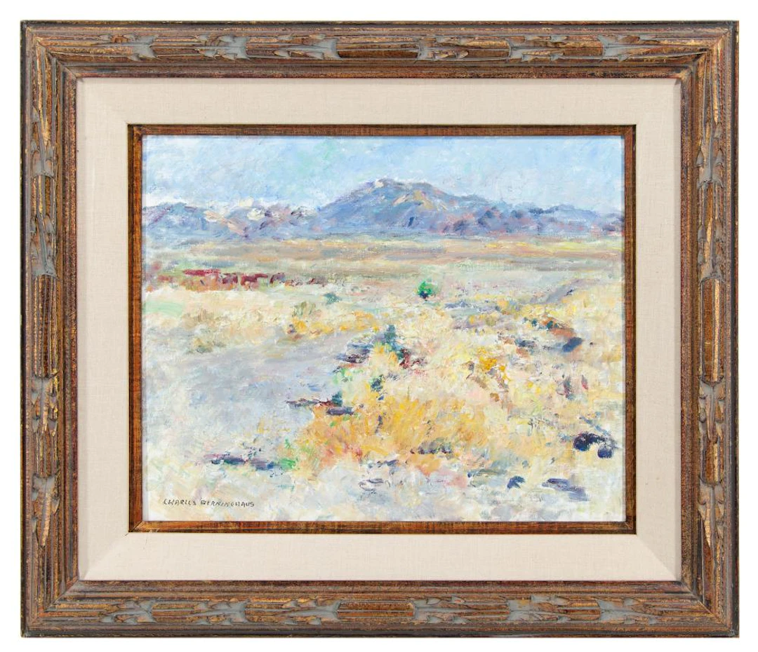CHARLES BERNINGHAUS "TAOS LANDSCAPE" OIL ON BOARD