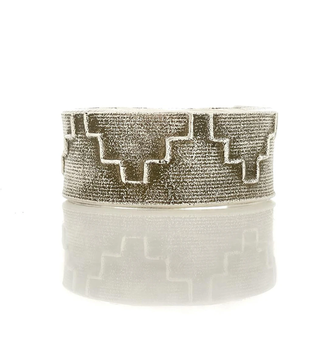 MERLIN JAMES NAVAJO STERLING SILVER TUFA CAST CUFF