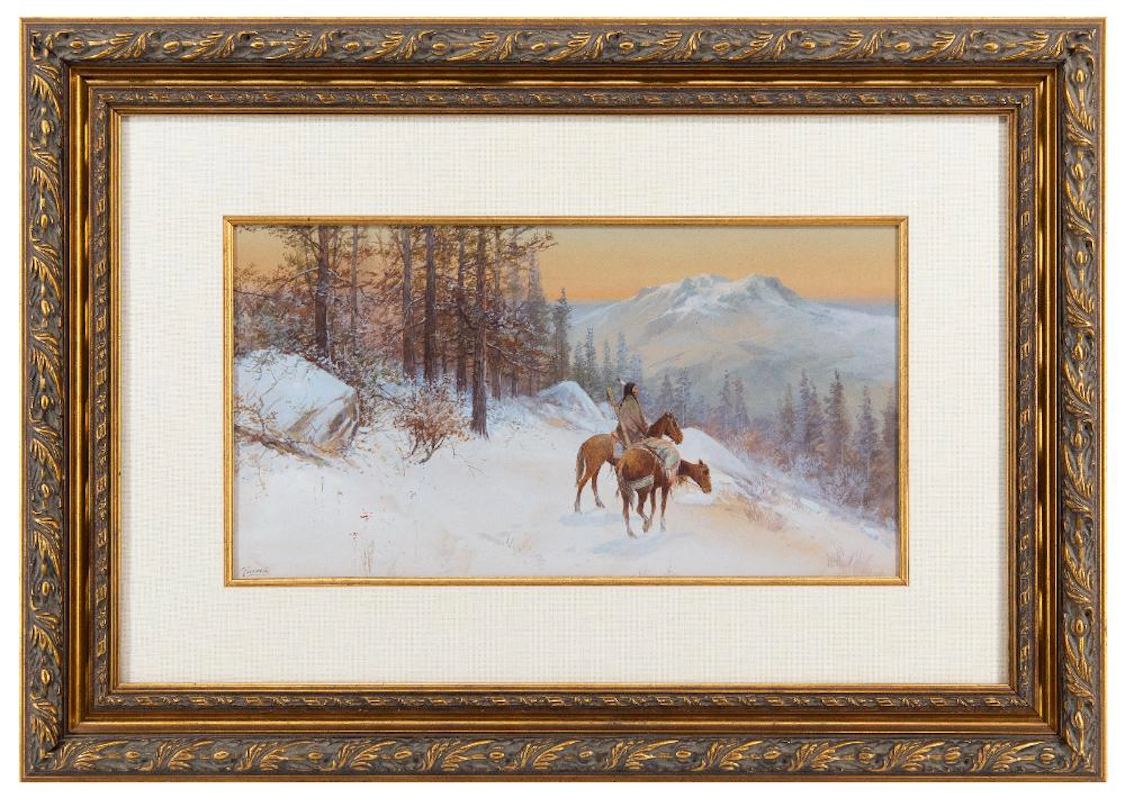 VICTOR CASNELLI "LONE RIDER" WATERCOLOR & GOUACHE ON BOARD
