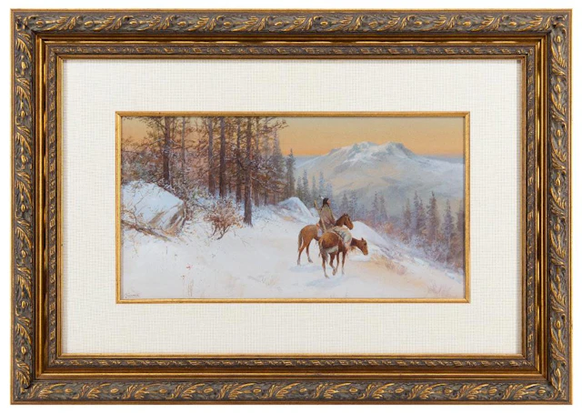 VICTOR CASNELLI "LONE RIDER" WATERCOLOR & GOUACHE ON BOARD