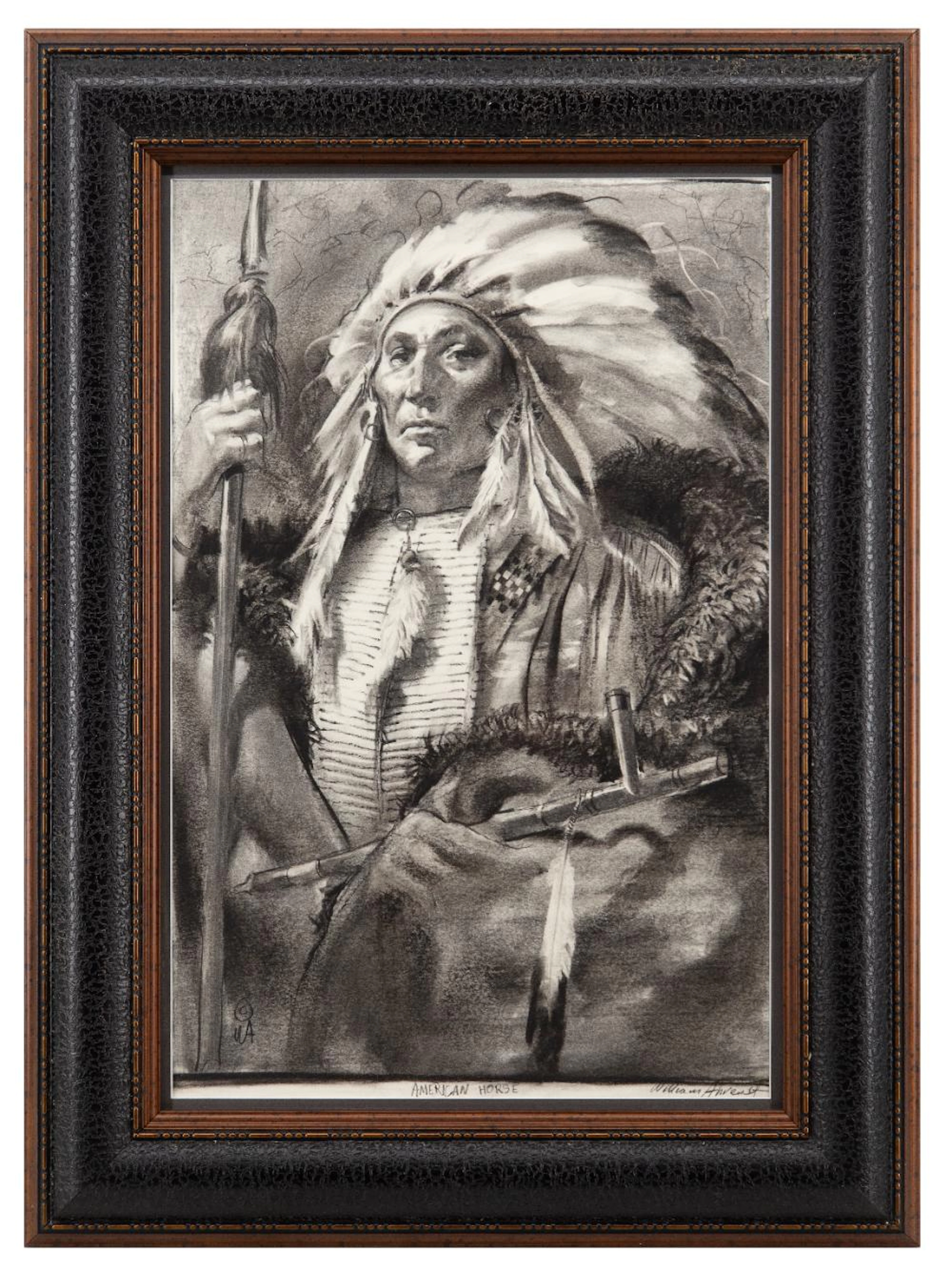 WILLIAM AHRENDT "AMERICAN HORSE" CHARCOAL ON PAPER