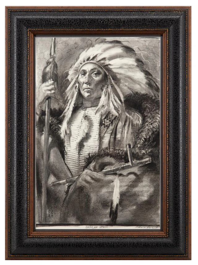 WILLIAM AHRENDT "AMERICAN HORSE" CHARCOAL ON PAPER