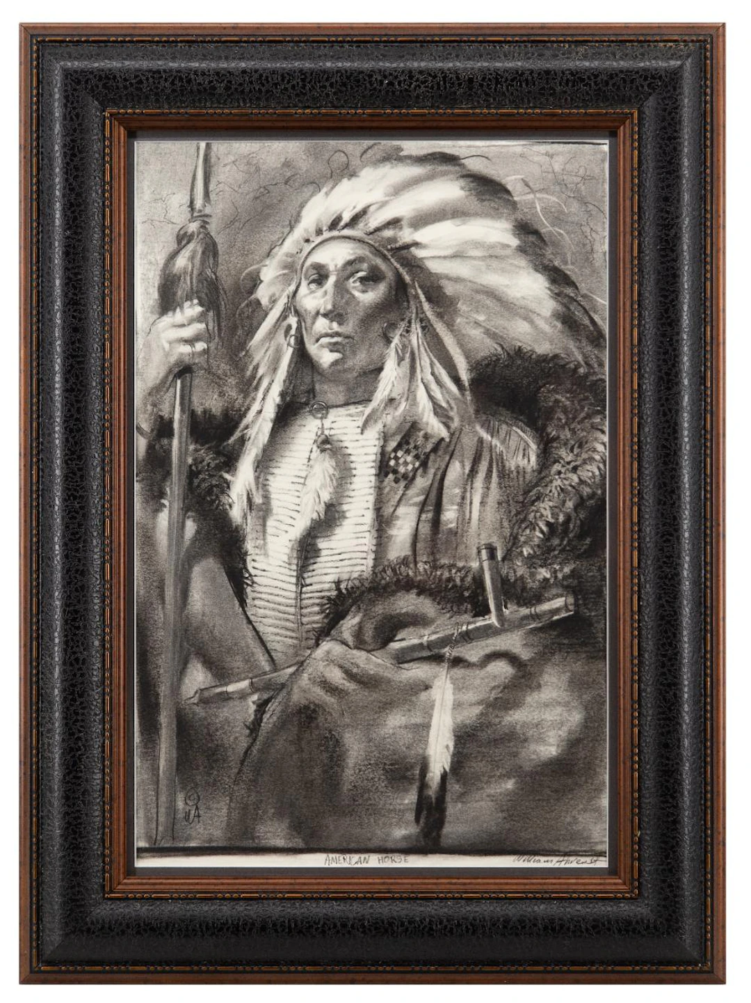 WILLIAM AHRENDT "AMERICAN HORSE" CHARCOAL ON PAPER
