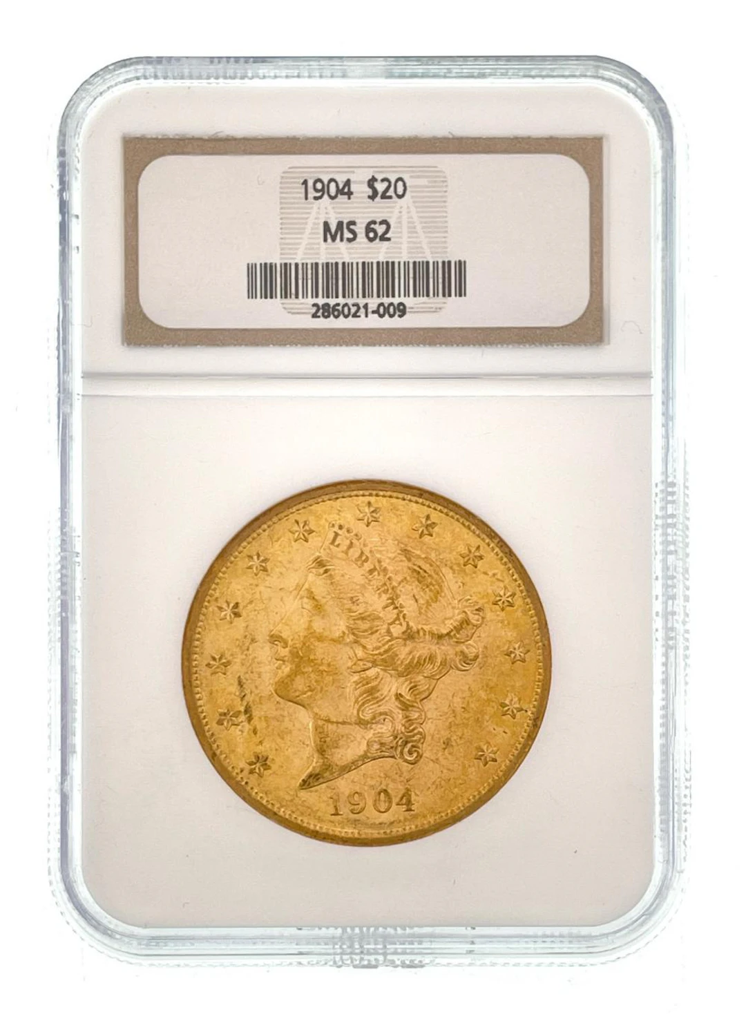 1904 $20 LIBERTY HEAD GOLD DOUBLE EAGLE NGC MS62