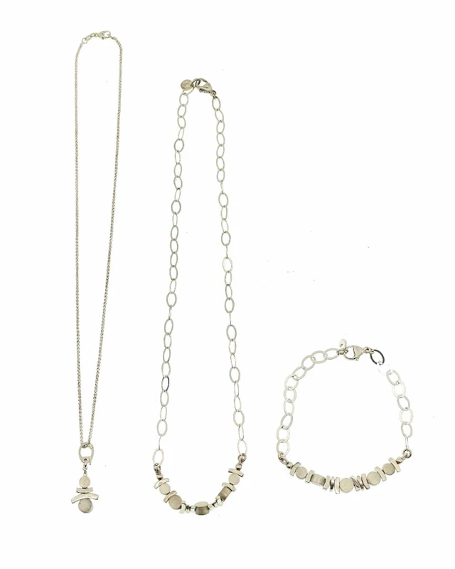 3PC ARLEE KASSELMAN STERLING SILVER NECKLACES & BRACELET