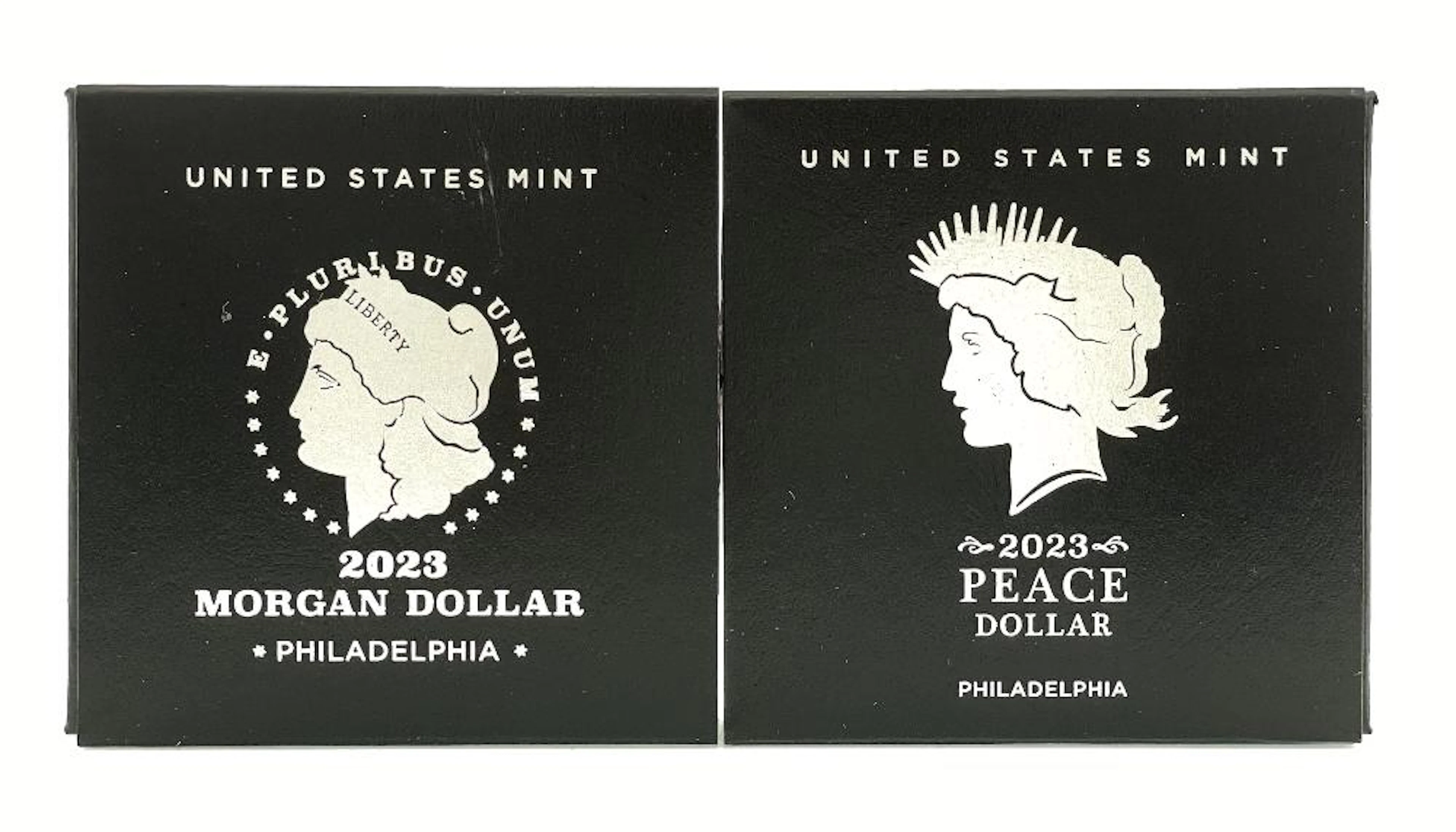 LOT OF 2 2023-P MORGAN & PEACE MODERN ANNIVERSARY .999 SILVER DOLLARS UNC