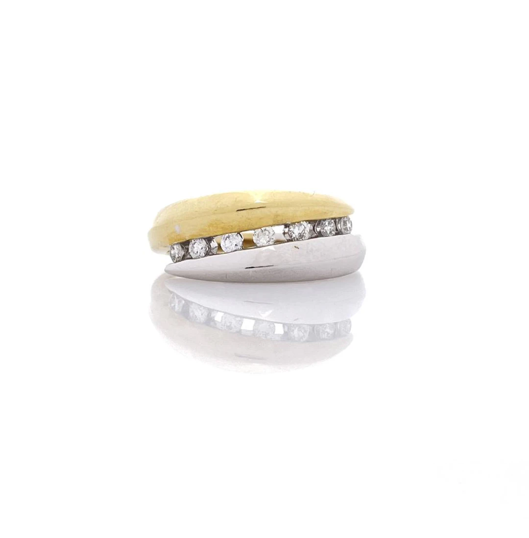 14K TWO-TONE (WHITE & YELLOW) GOLD .26CTTW DIAMOND CHANNEL BYPASS RING