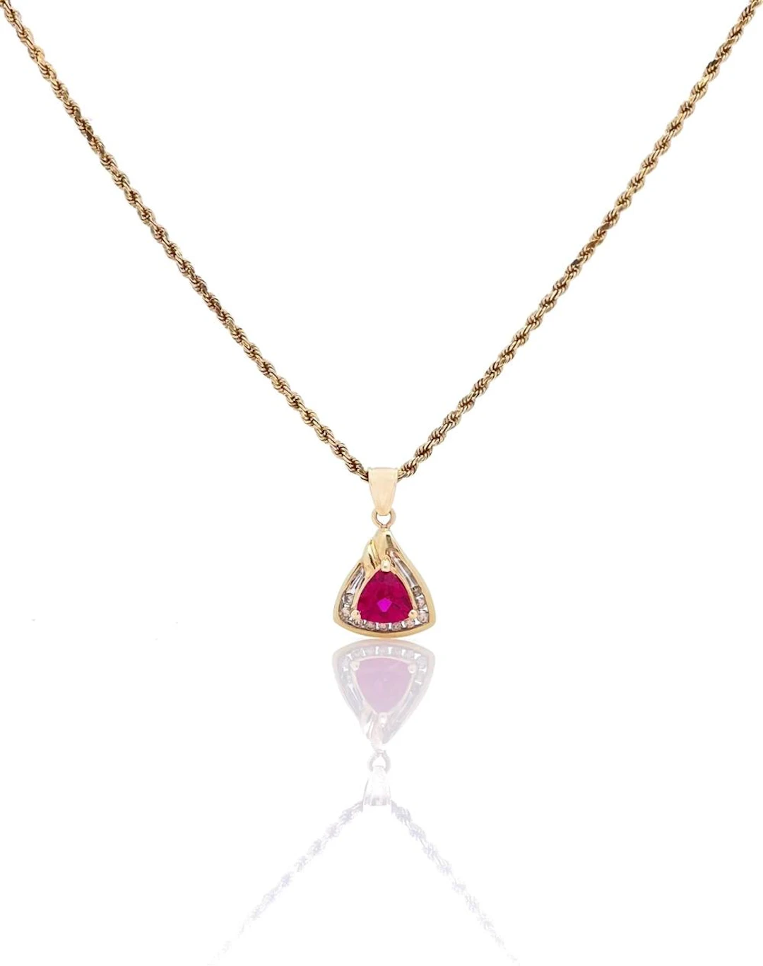 10K & 14K YELLOW GOLD .95CTTW RUBY & DIAMOND PENDANT NECKLACE