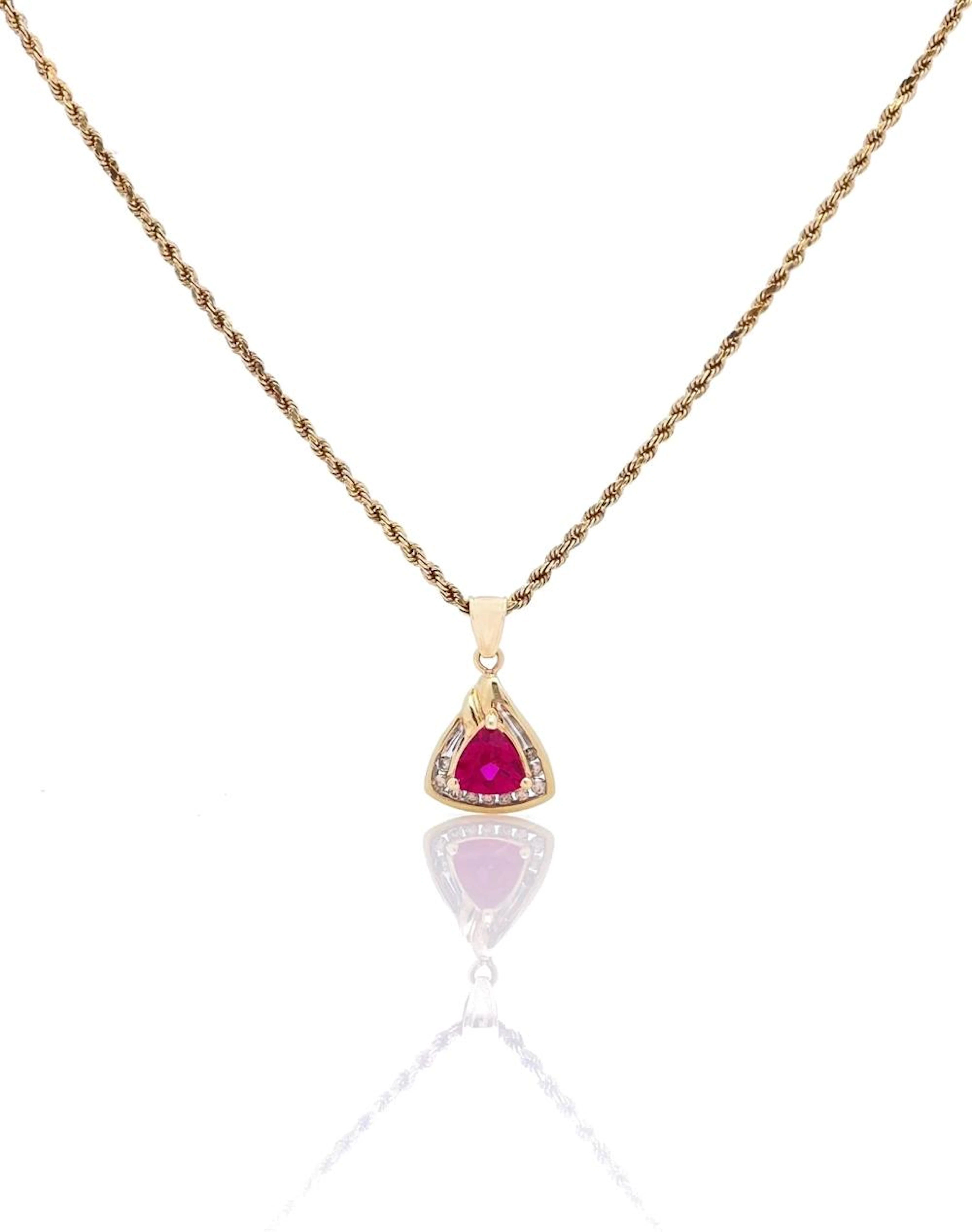 10K & 14K YELLOW GOLD .95CTTW RUBY & DIAMOND PENDANT NECKLACE