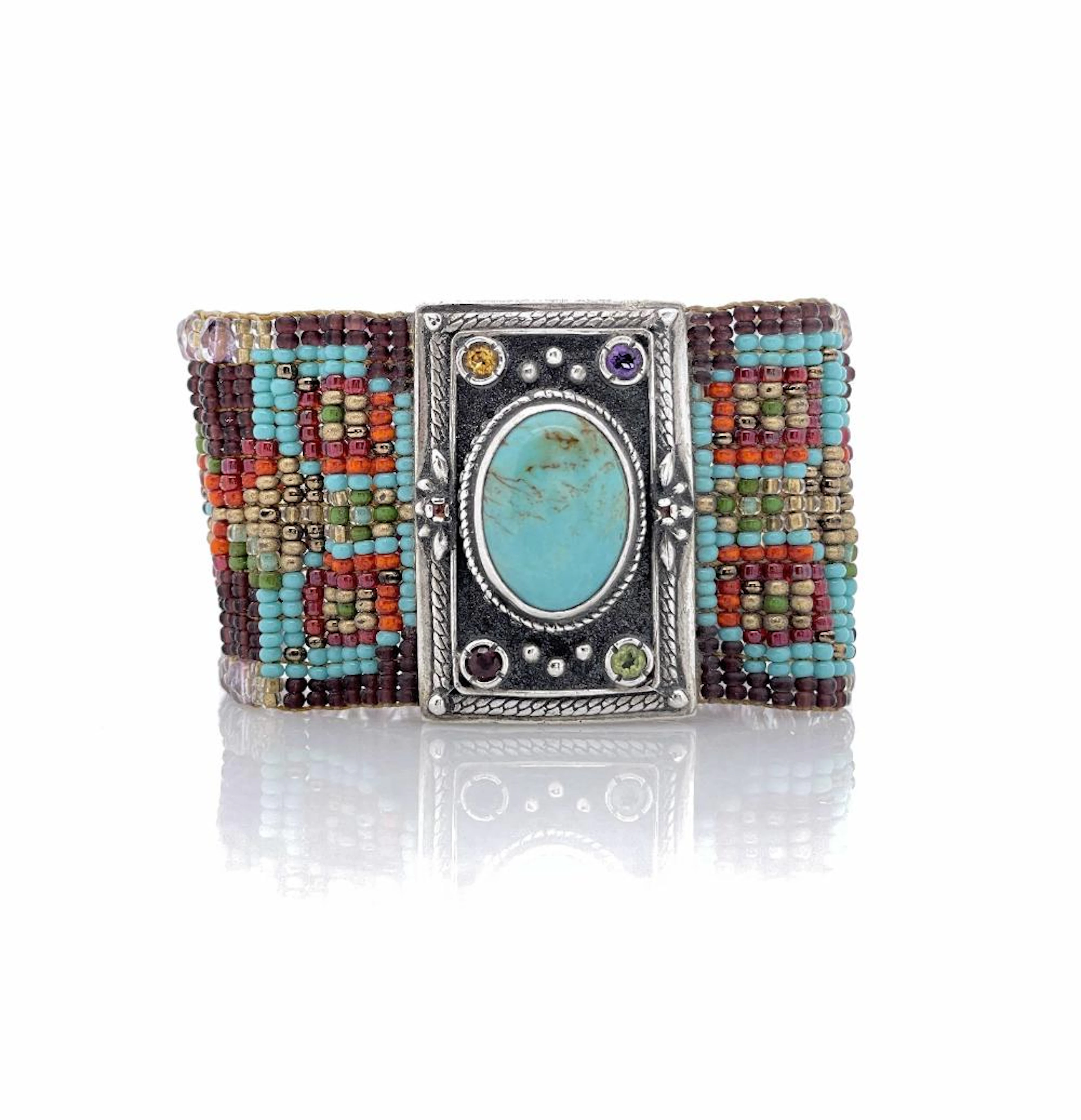 CHILI ROSE BEADZ STERLING SILVER TURQUOISE, MULTI GEMSTONE BRACELET