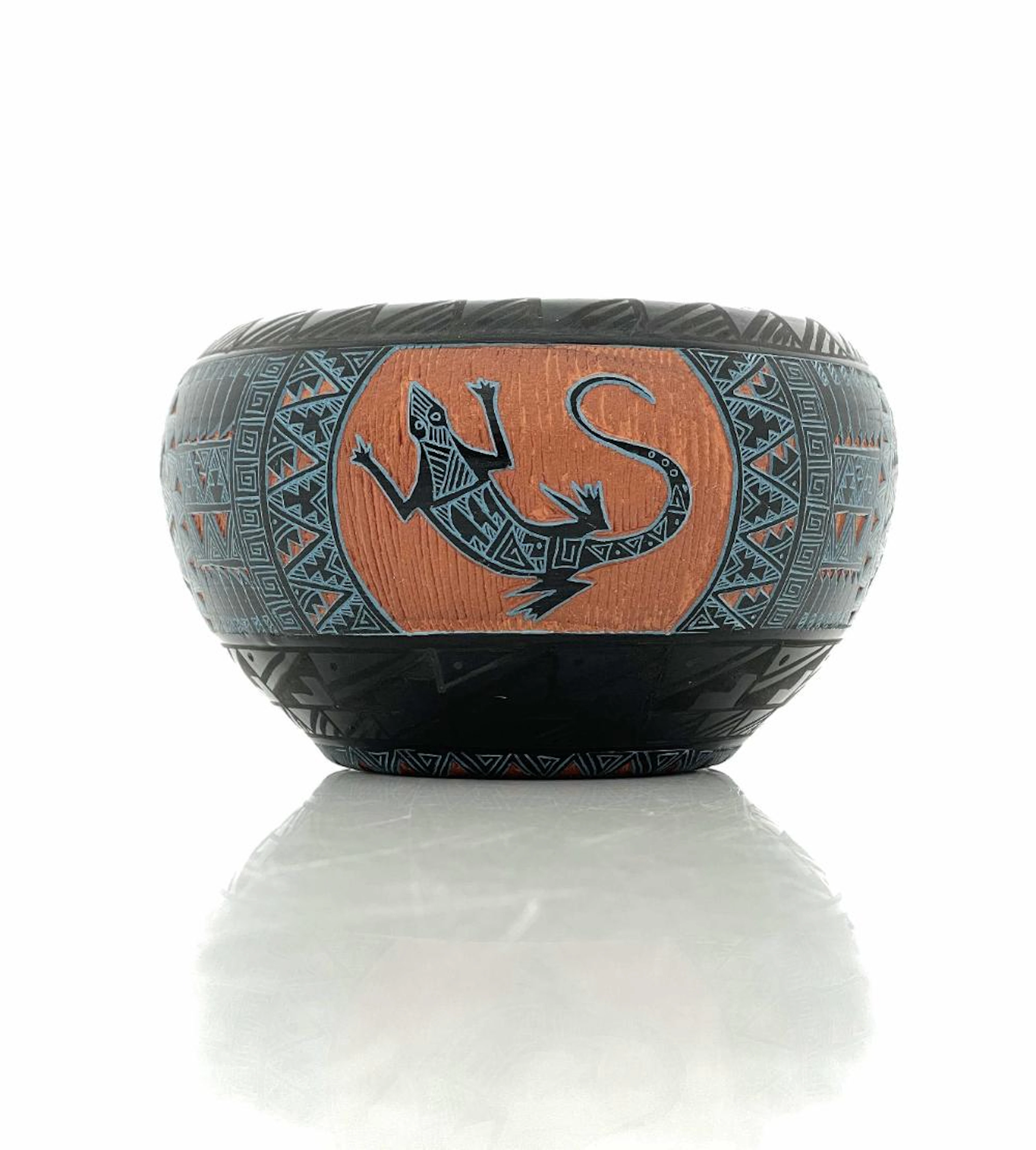 MARVIN BLACKMORE NAVAJO POLYCHROME ETCHED LIZARD POTTERY JAR