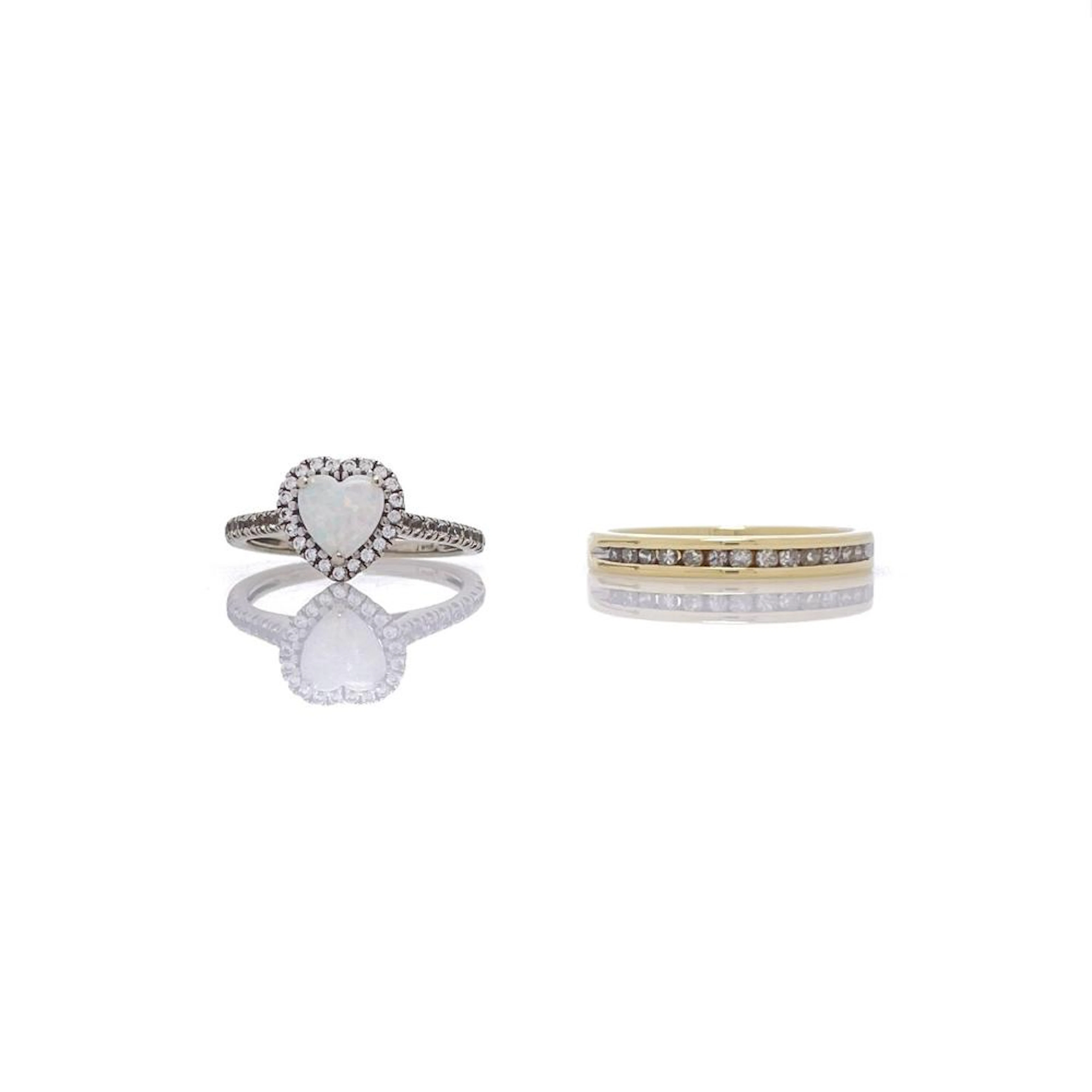 LOT OF 2 10K WHITE GOLD & YELLOW GOLD GEMSTONE RINGS
