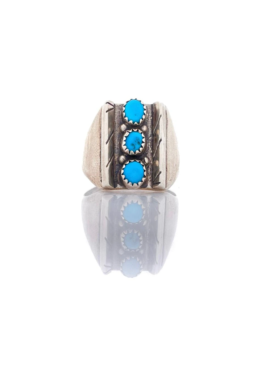 KEITH JAMES NAVAJO STERLING SILVER TURQUOISE RING
