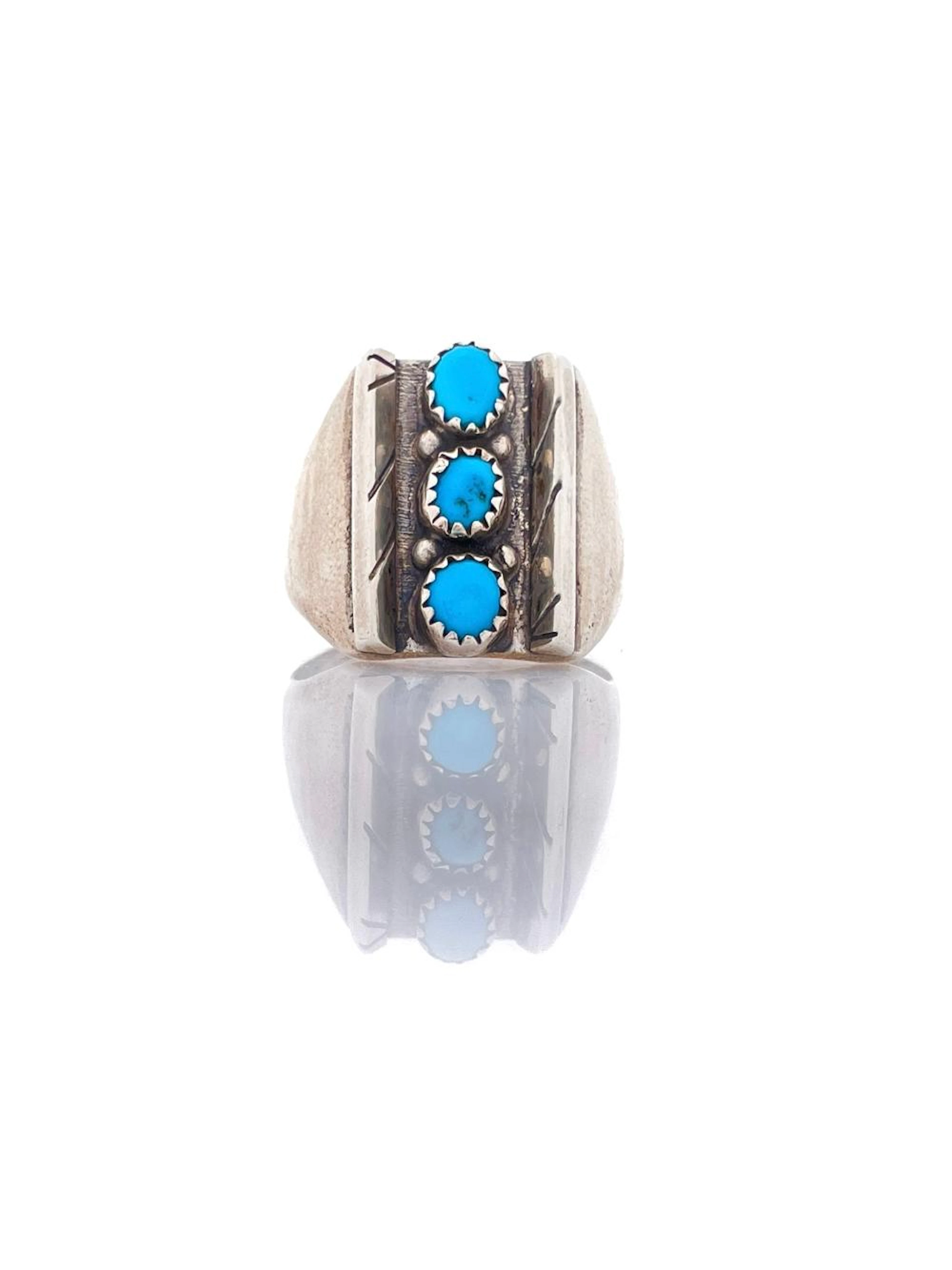 KEITH JAMES NAVAJO STERLING SILVER TURQUOISE RING