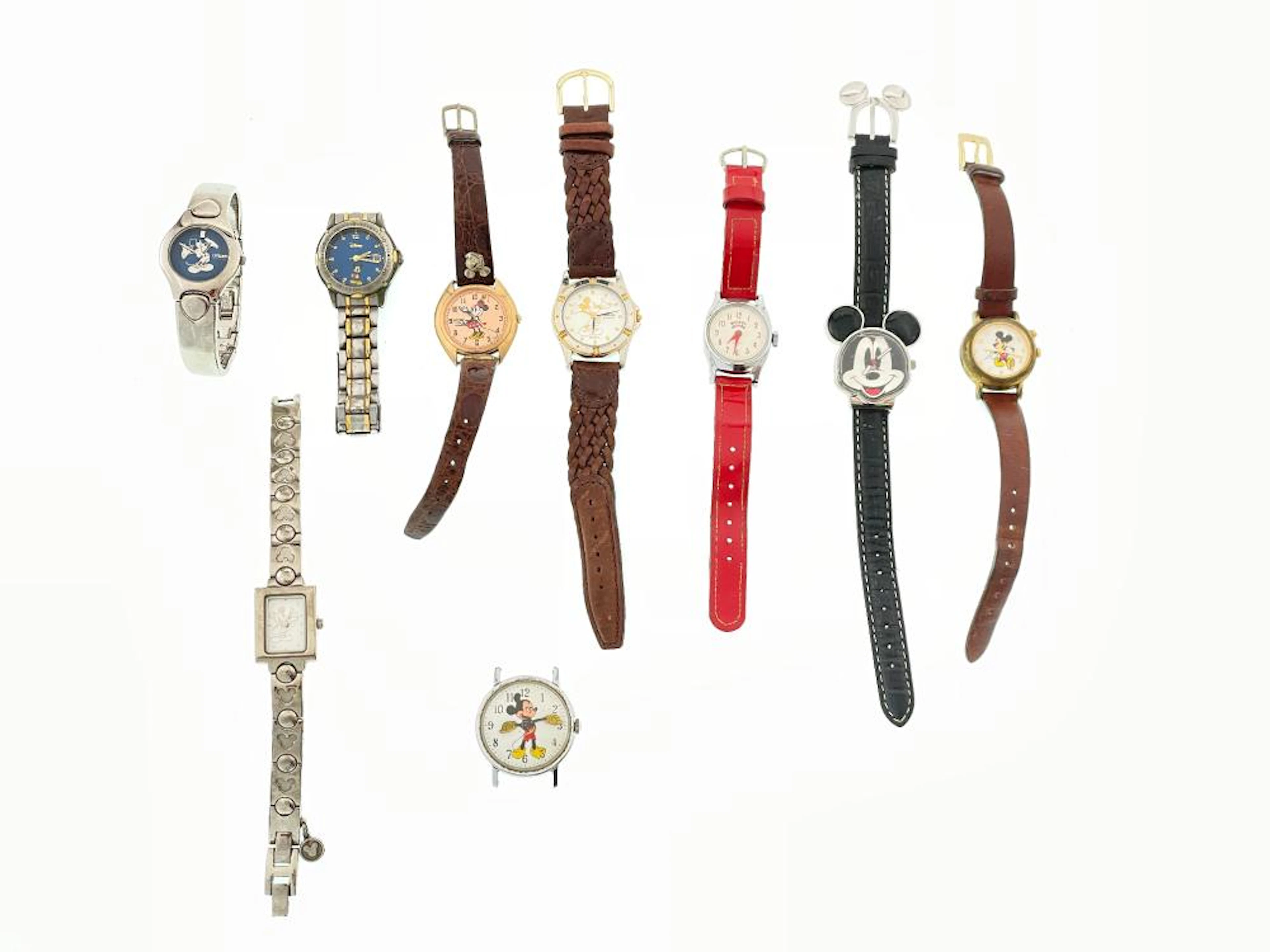 LOT OF 9 VINTAGE DISNEY MICKEY & MINNIE MOUSE WATCHES