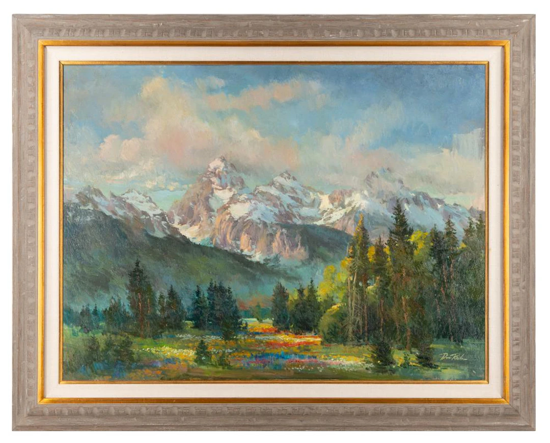 DON RICKS "GRAND TETONS" OIL ON BOARD