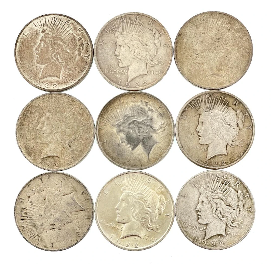 LOT OF 9 1921 MORGAN SILVER DOLLARS