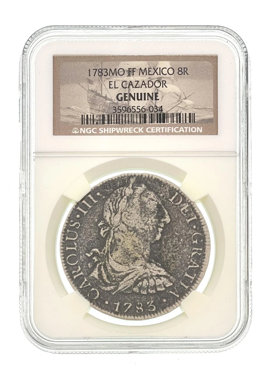1783 MO FF MEXICO EL CAZADOR SHIPWRECK SILVER 8 REALES NGC GENUINE