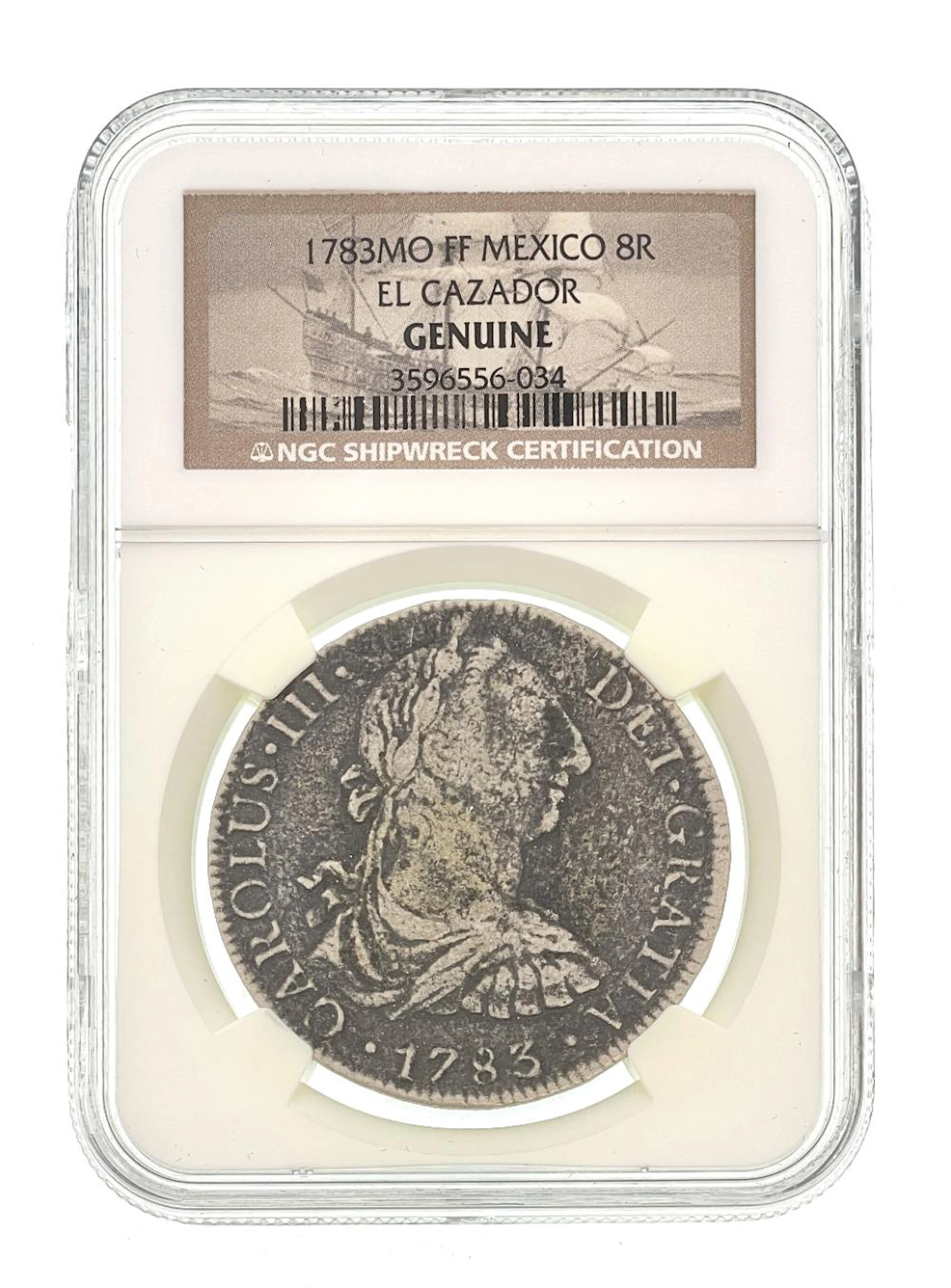 1783 MO FF MEXICO EL CAZADOR SHIPWRECK SILVER 8 REALES NGC GENUINE