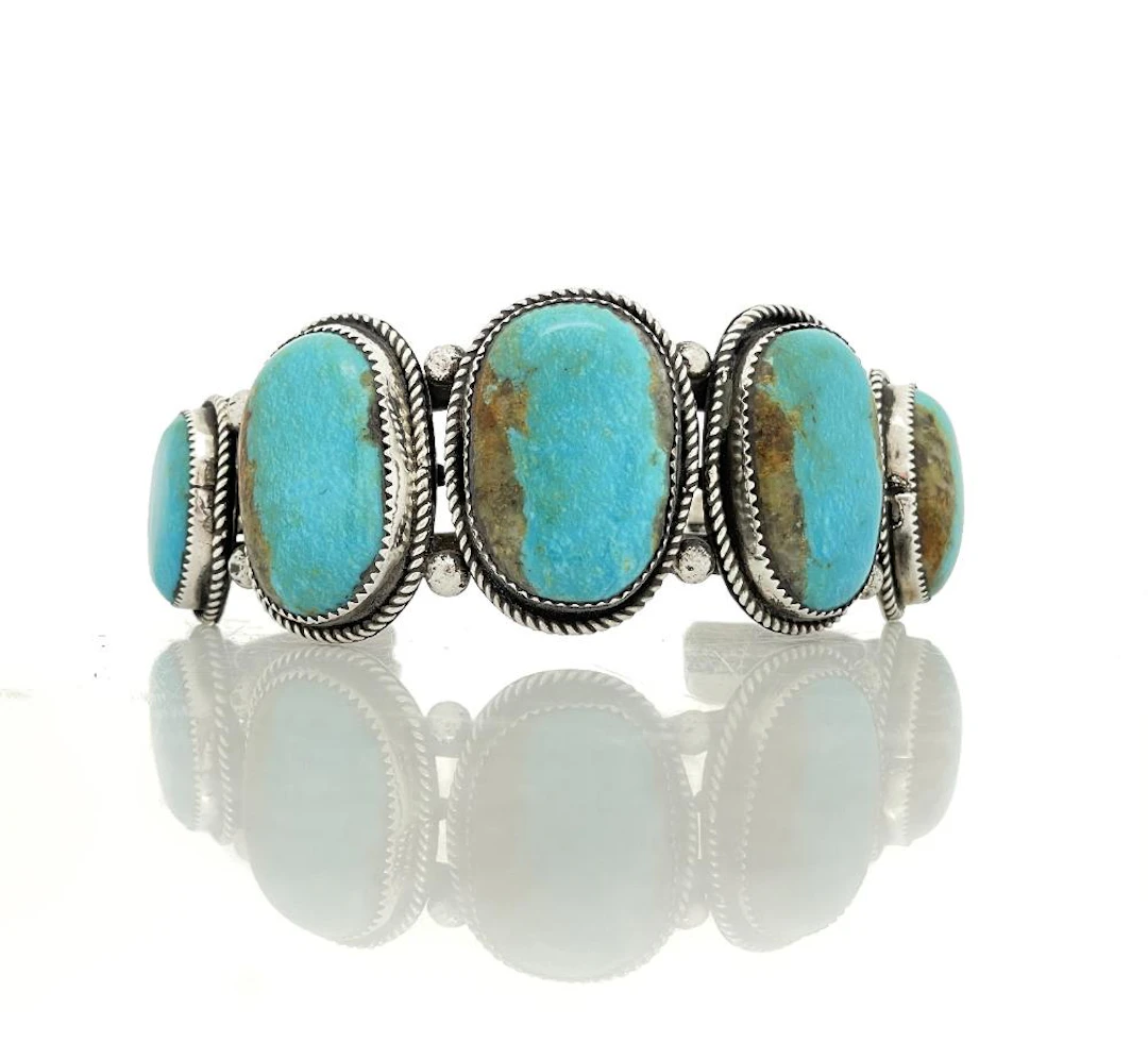 MERLIN JAMES NAVAJO STERLING SILVER TURQUOISE CUFF