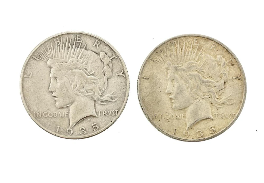 LOT OF 2 1935-P & 1935-S SILVER PEACE DOLLARS