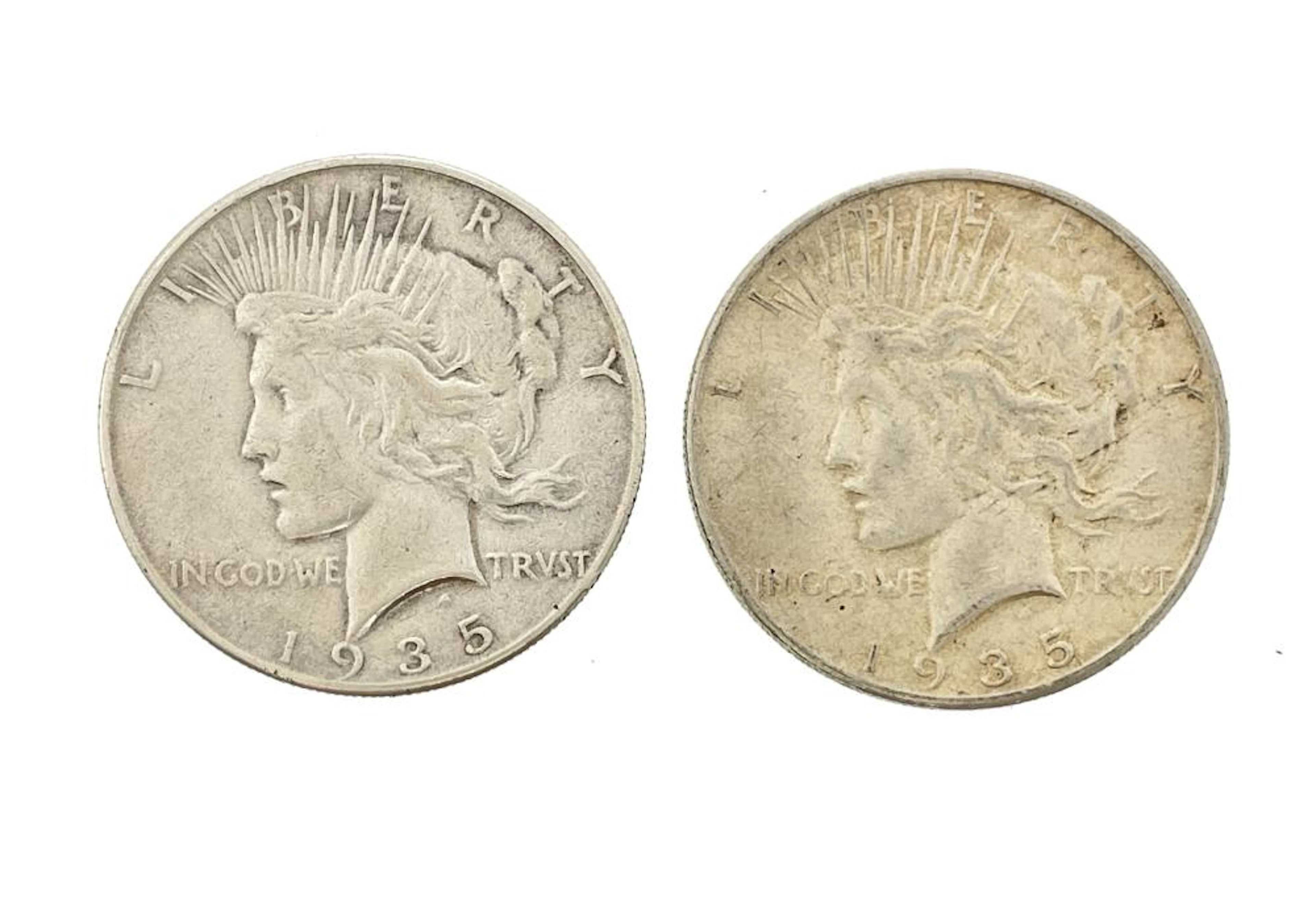 LOT OF 2 1935-P & 1935-S SILVER PEACE DOLLARS