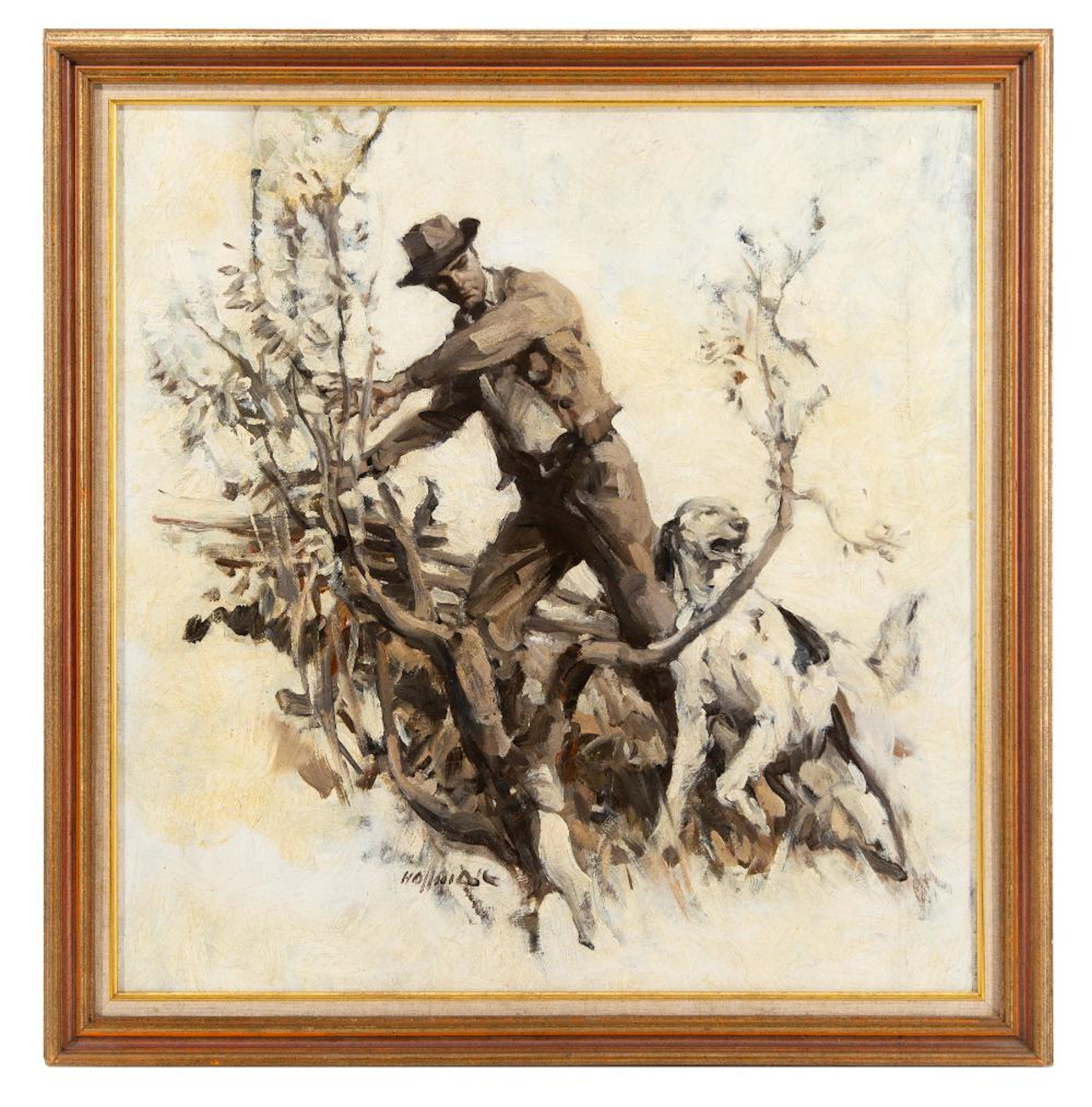 FRANK HOFFMAN "THE HUNTER" OIL ON BOARD
