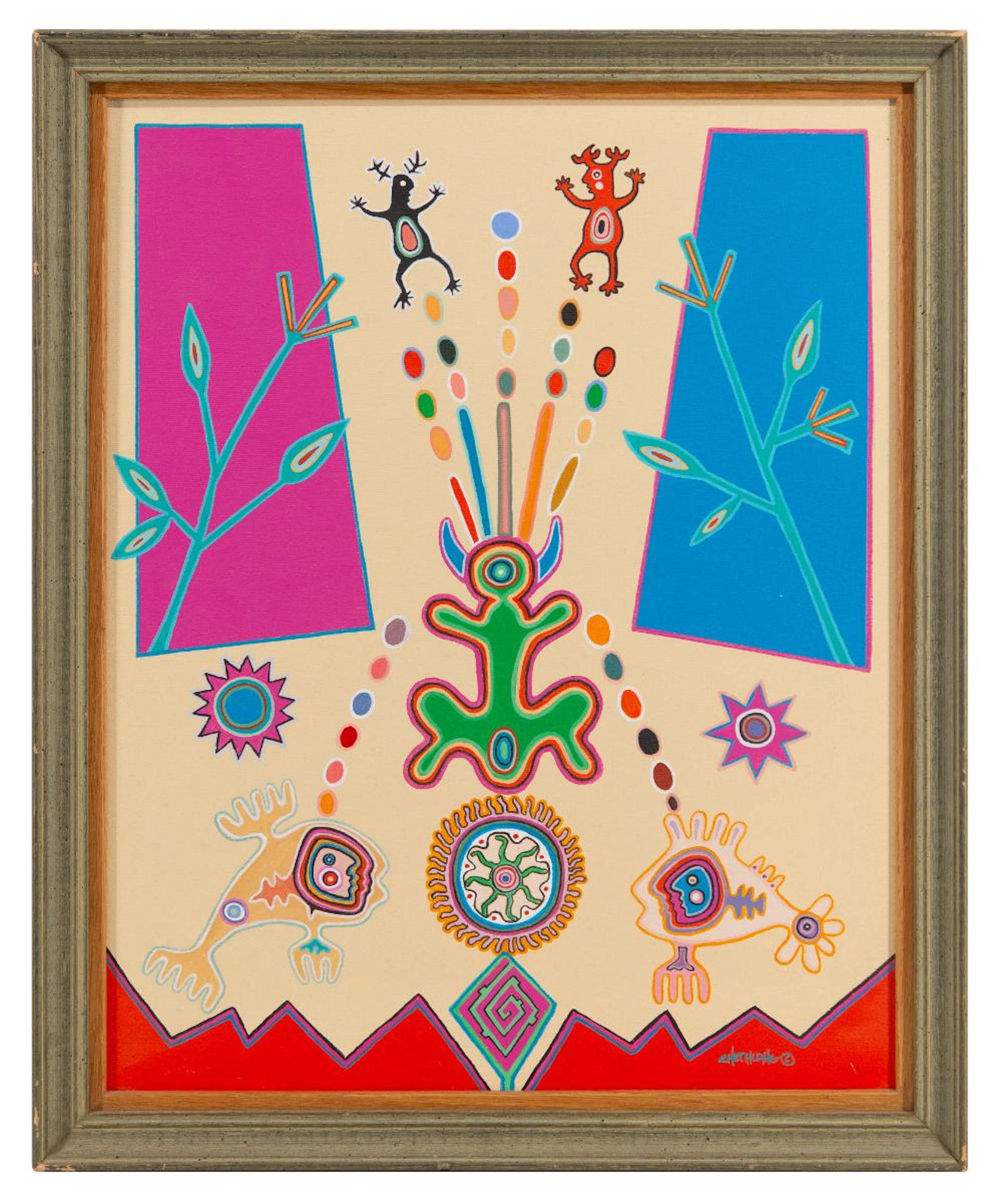 DAVID CHETLAHE PALADIN "GREEN FIRE SPIRIT" ACRYLIC ON CANVAS
