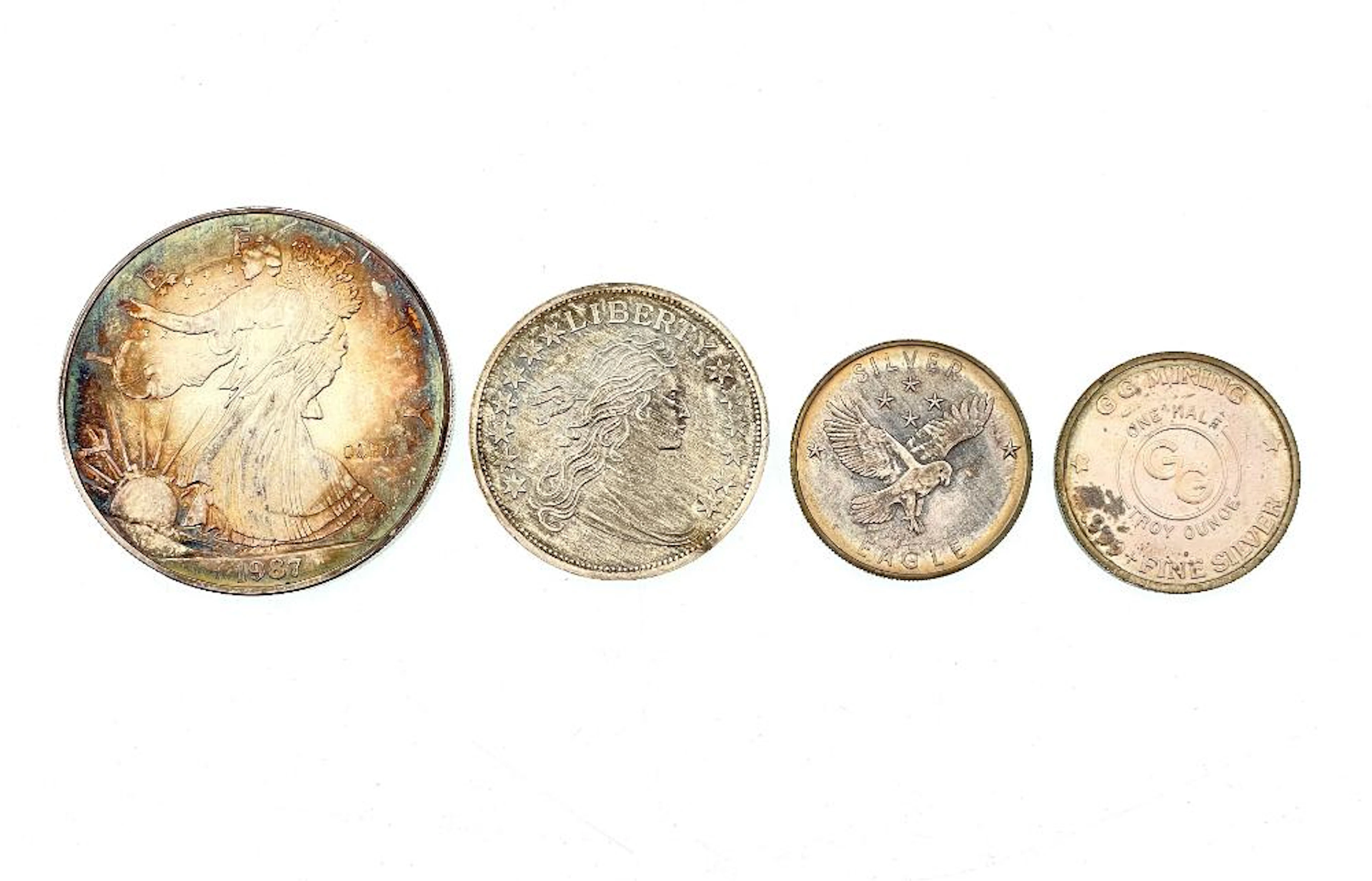 LOT OF 4 ASSORTED .999 FINE SILVER ROUNDS