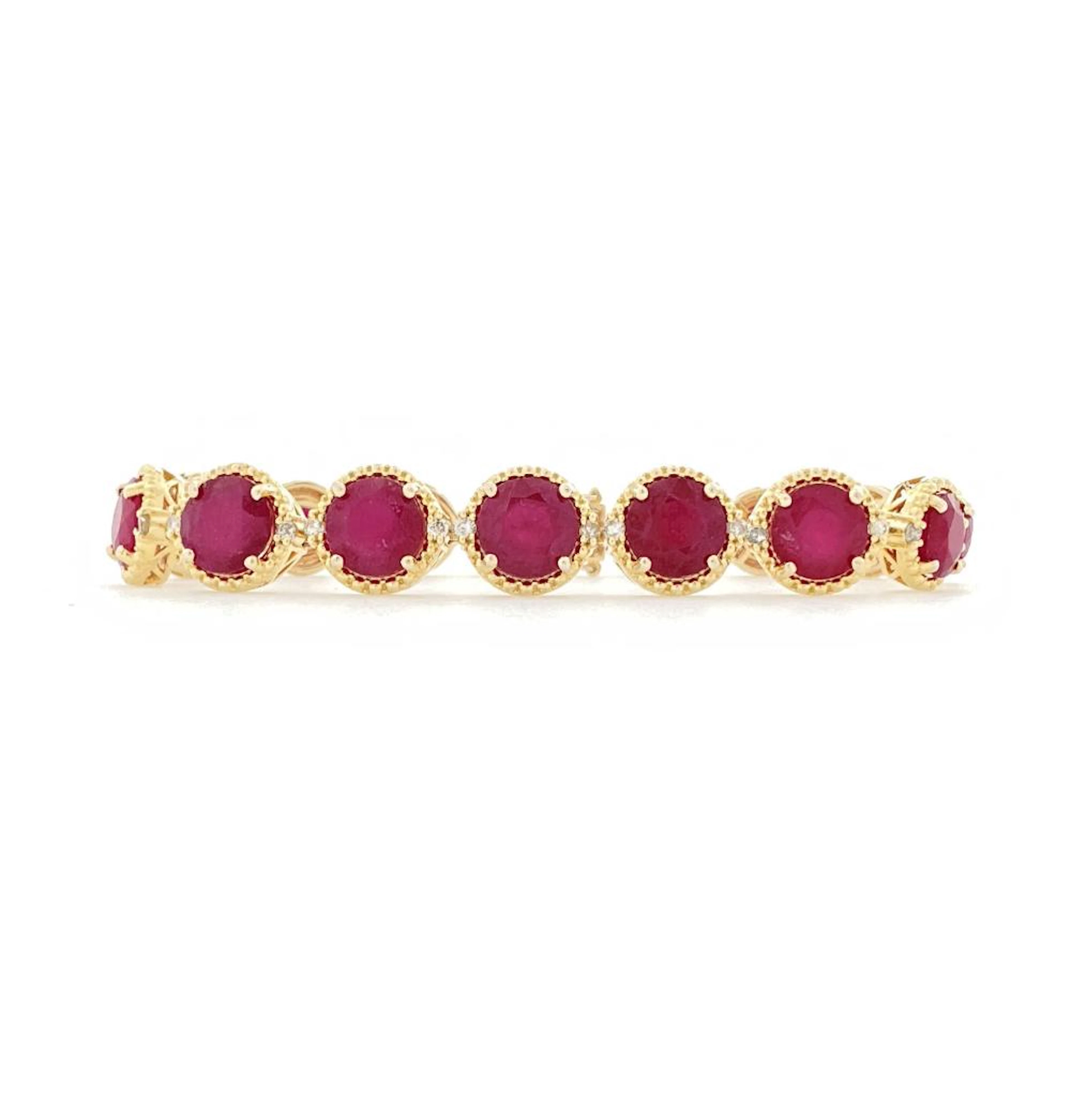 YAEL RUBIN GOLD OVERLAY STERLING SILVER 42.06CTTW RUBY & DIAMOND BRACELET