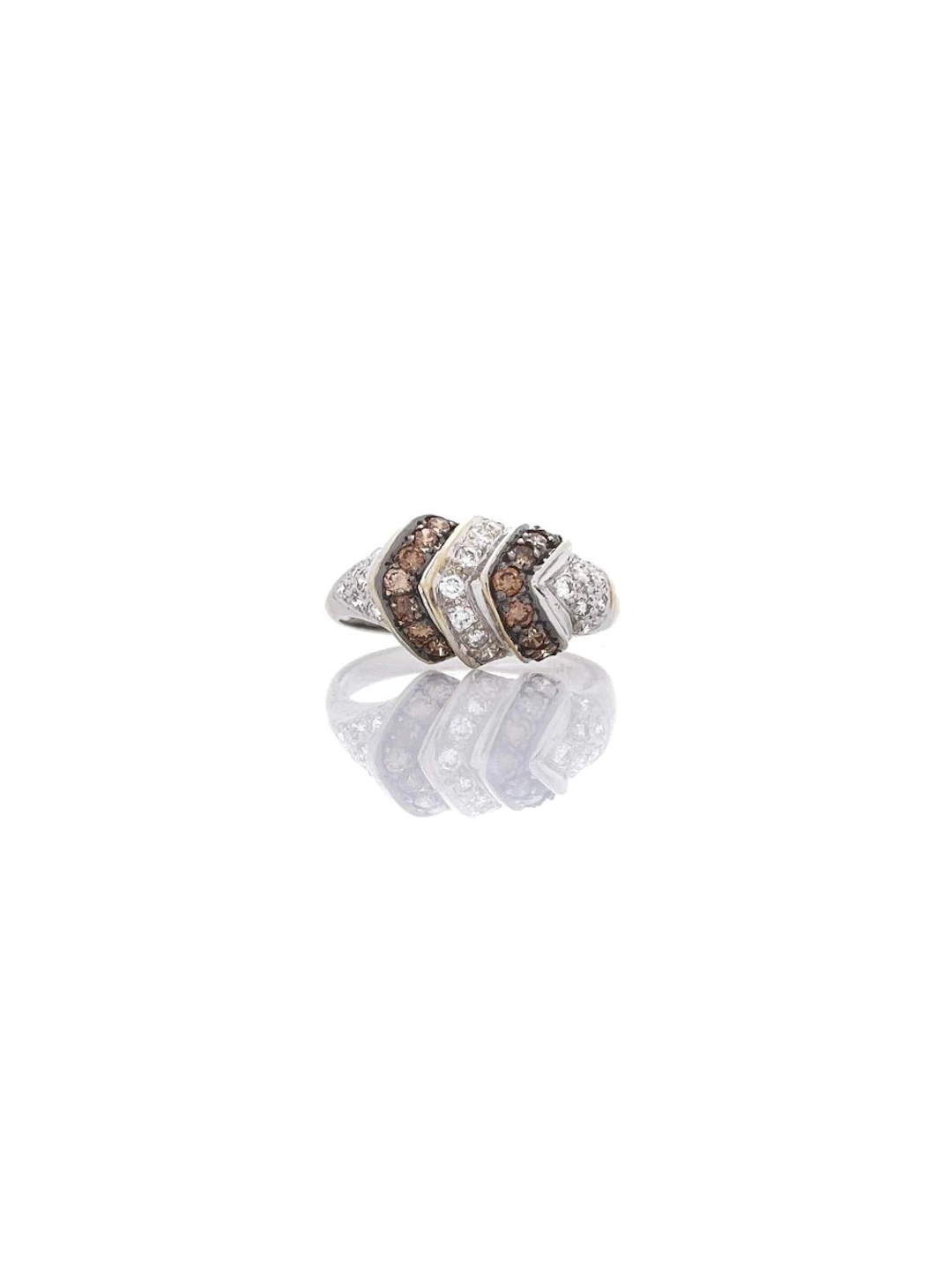 18K WHITE GOLD .73CTTW BROWN & WHITE DIAMOND RING