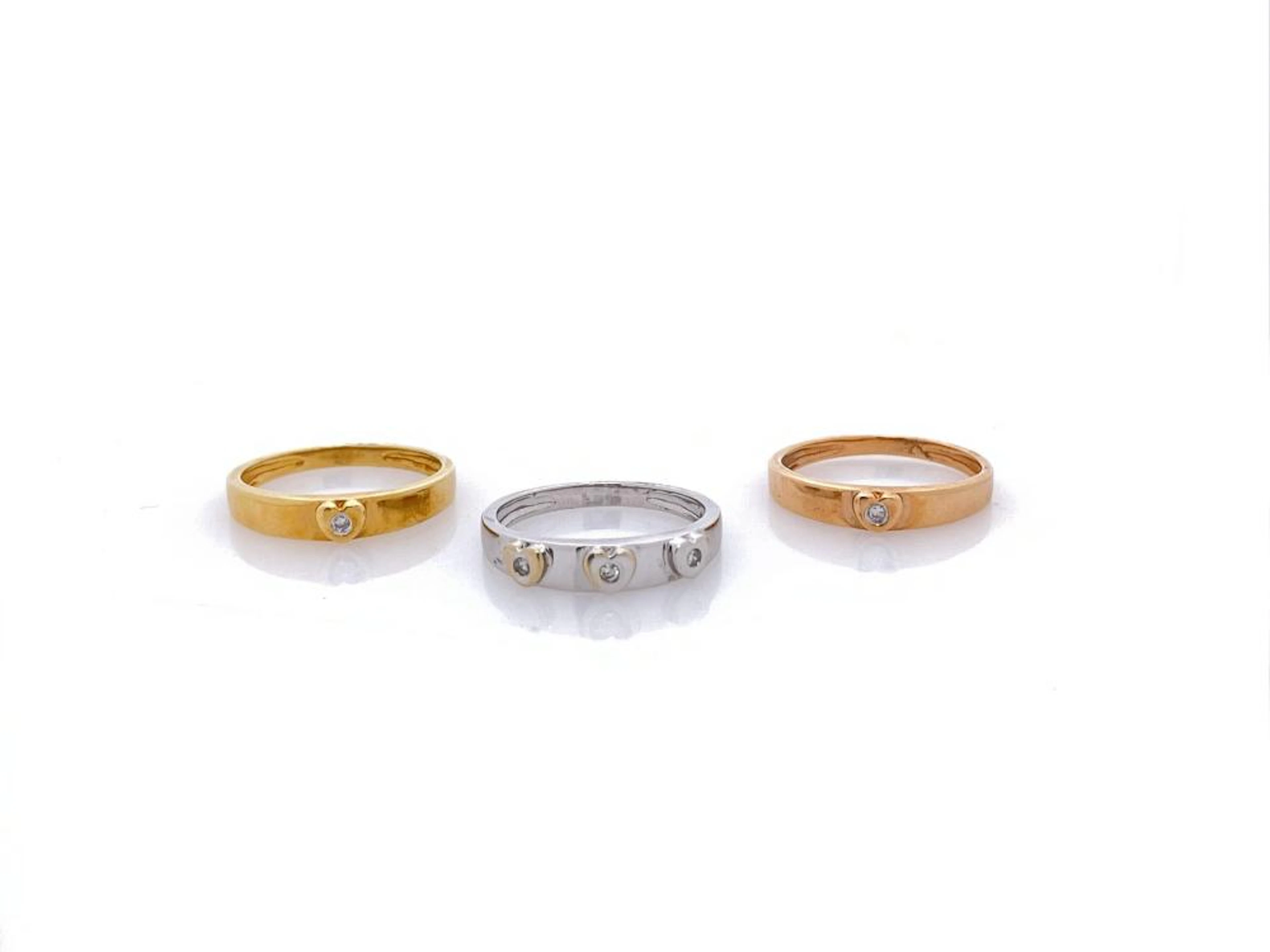 3PC 18K TRI-COLOR GOLD .10CTTW DIAMOND RING SET