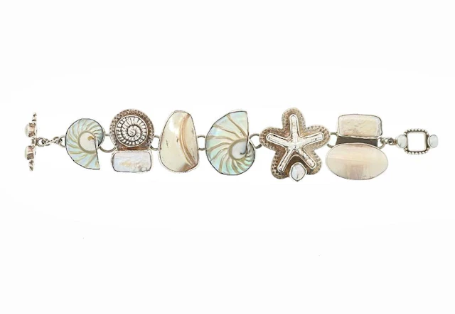 AMY KAHN RUSSELL STERLING SILVER MOTHER OF PEARL BRACELET