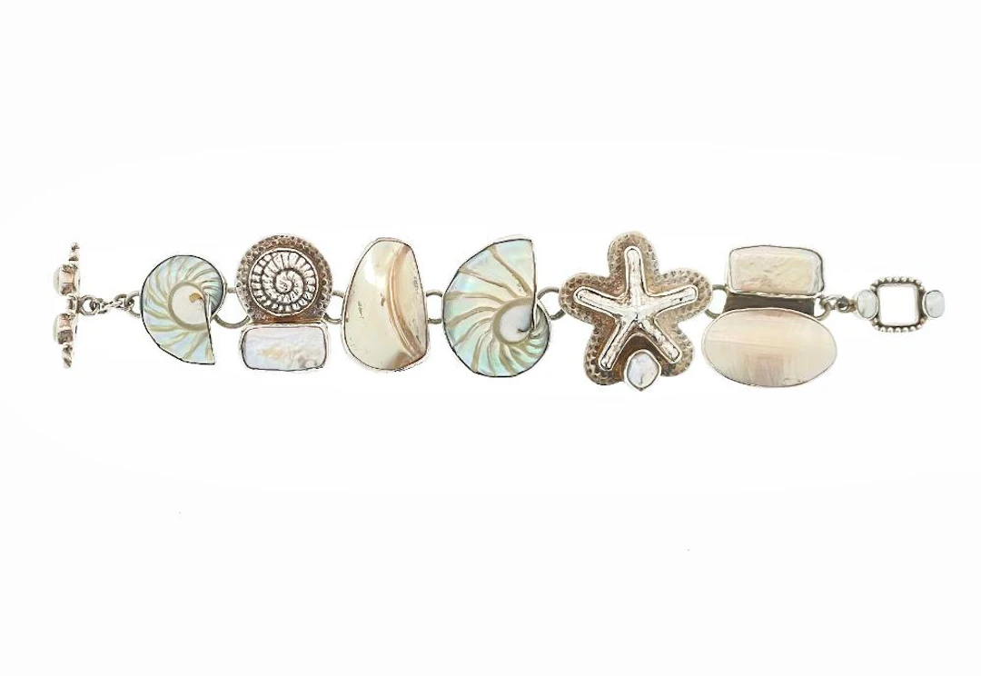 AMY KAHN RUSSELL STERLING SILVER MOTHER OF PEARL BRACELET