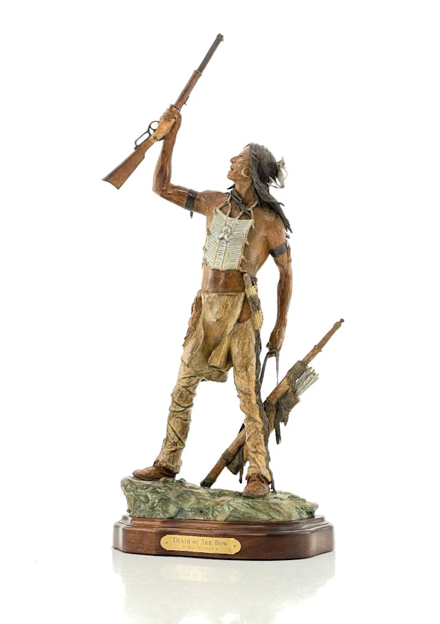 BILL NEBEKER "DEATH OF THE BOW" BRONZE SCULPTURE