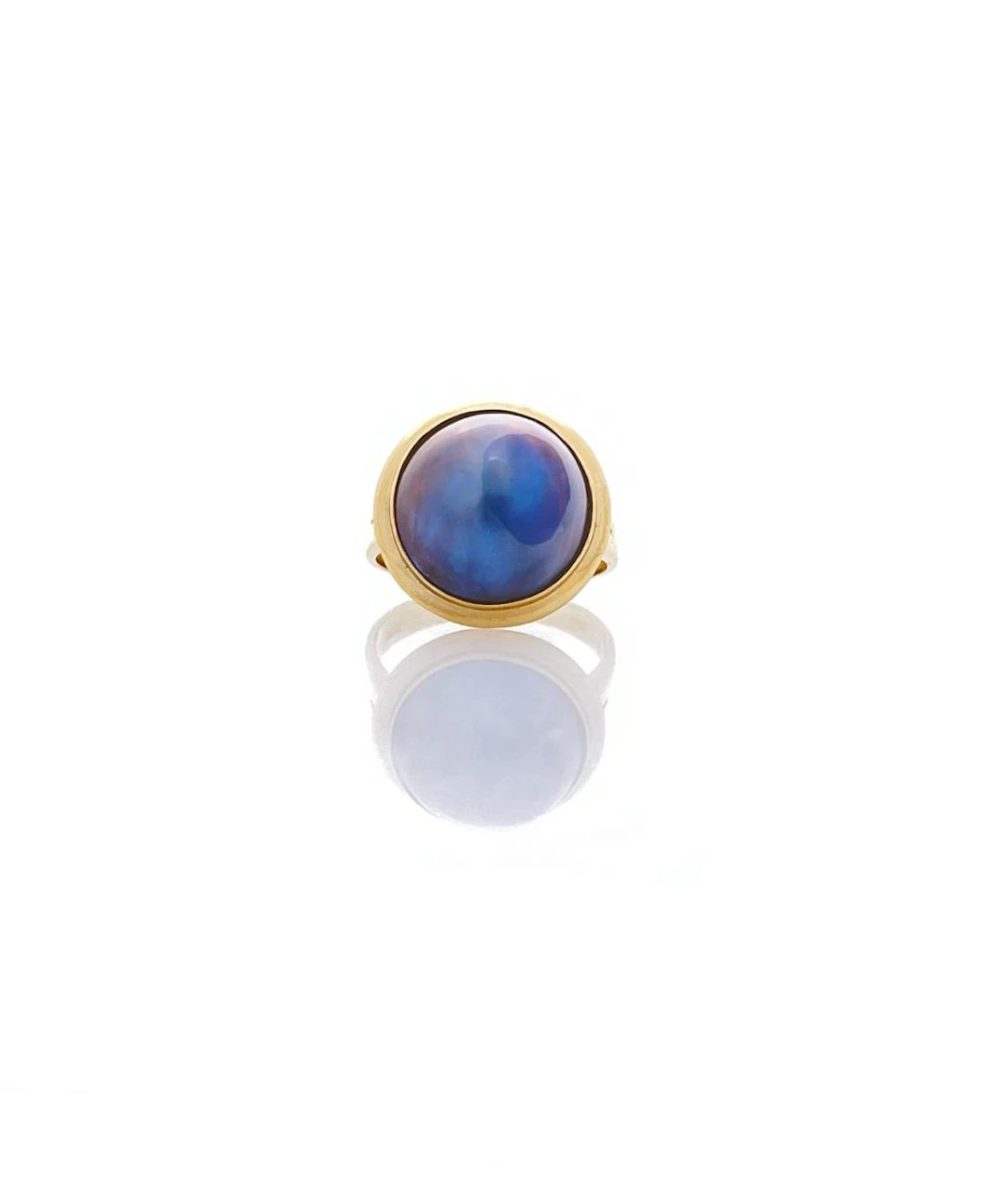 14K YELLOW GOLD BLACK TAHITIAN MABE PEARL RING