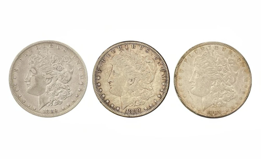 LOT OF 3 1889-P-O-S MORGAN SILVER DOLLARS