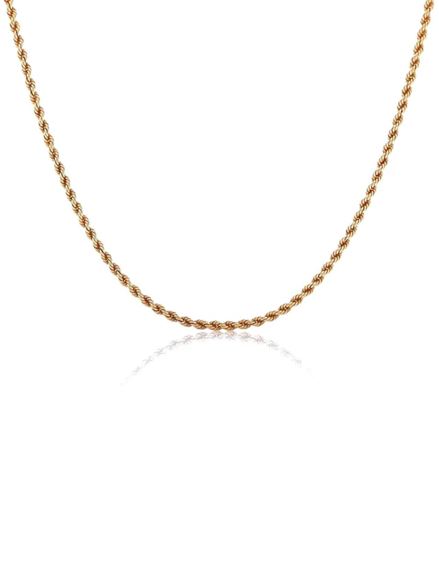14K YELLOW GOLD ROPE CHAIN NECKLACE