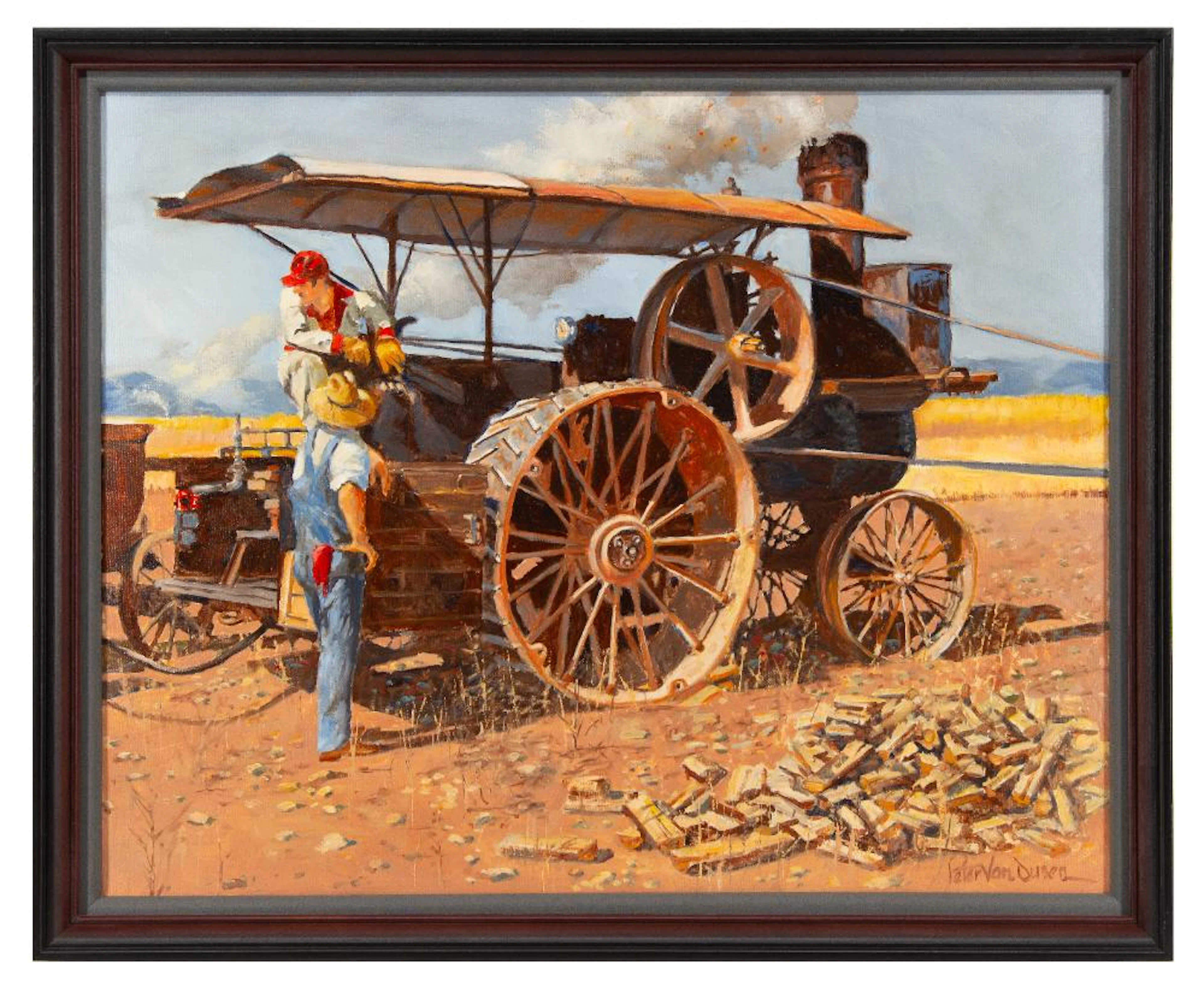 PETER VAN DUSEN "HARVESTING" OIL ON CANVAS