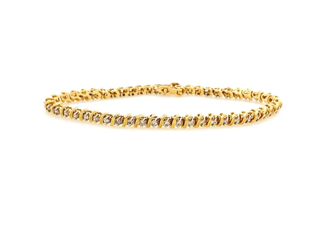 14K YELLOW GOLD 1.50CTTW DIAMOND TENNIS S LINK BRACELET