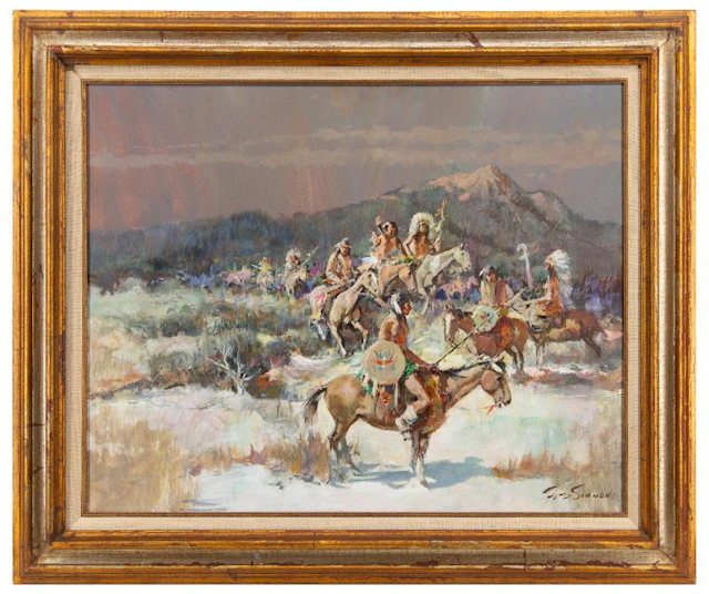 ARTHUR FITZSIMMONS "A PREARRANGED MEETING" OIL ON BOARD