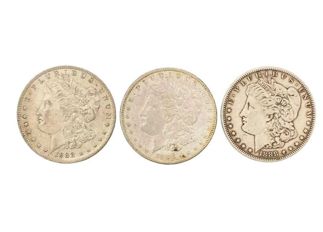 LOT OF 3 1888-P-O-S MORGAN SILVER DOLLARS