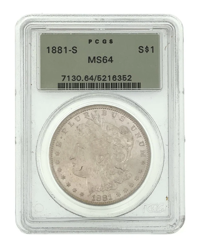1881-S MORGAN SILVER DOLLAR PCGS MS64