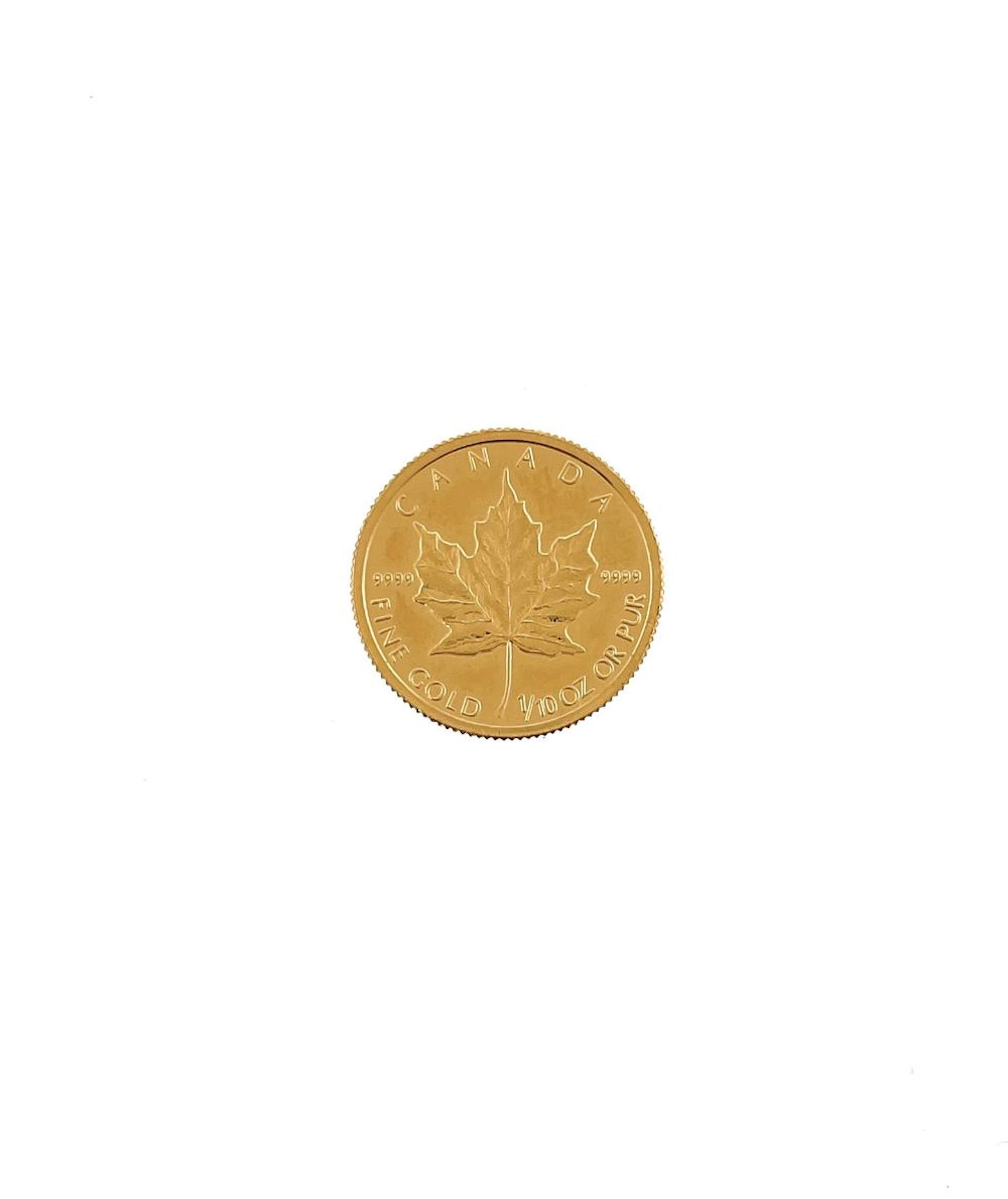 1991 CANADA 1/10OZ .9999 GOLD $5 MAPLE LEAF BU