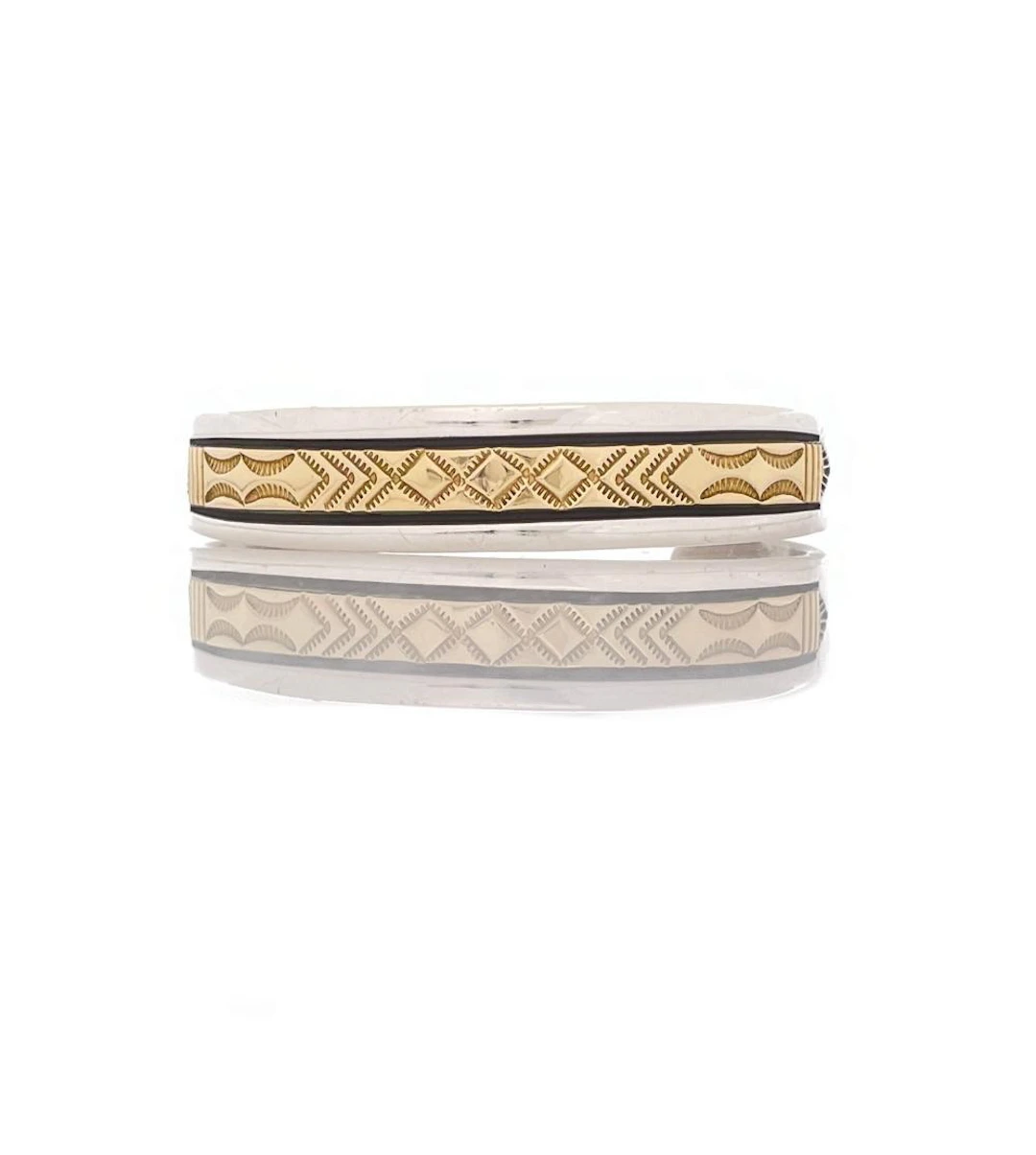 BRUCE MORGAN NAVAJO STERLING SILVER & 14K YELLOW GOLD CUFF